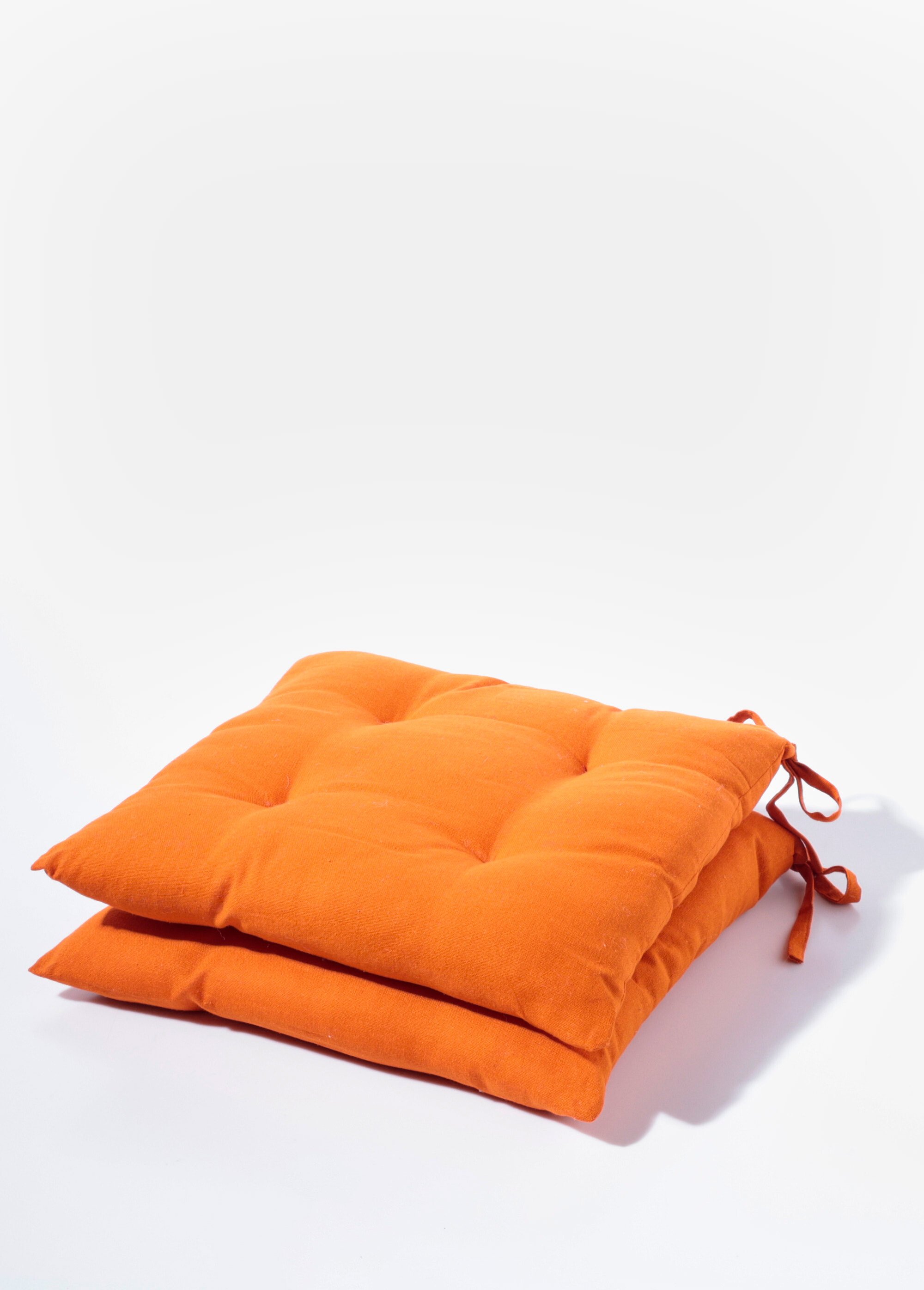 Galettes de chaise en coton à nouettes Orange COTZZ126106 FA1