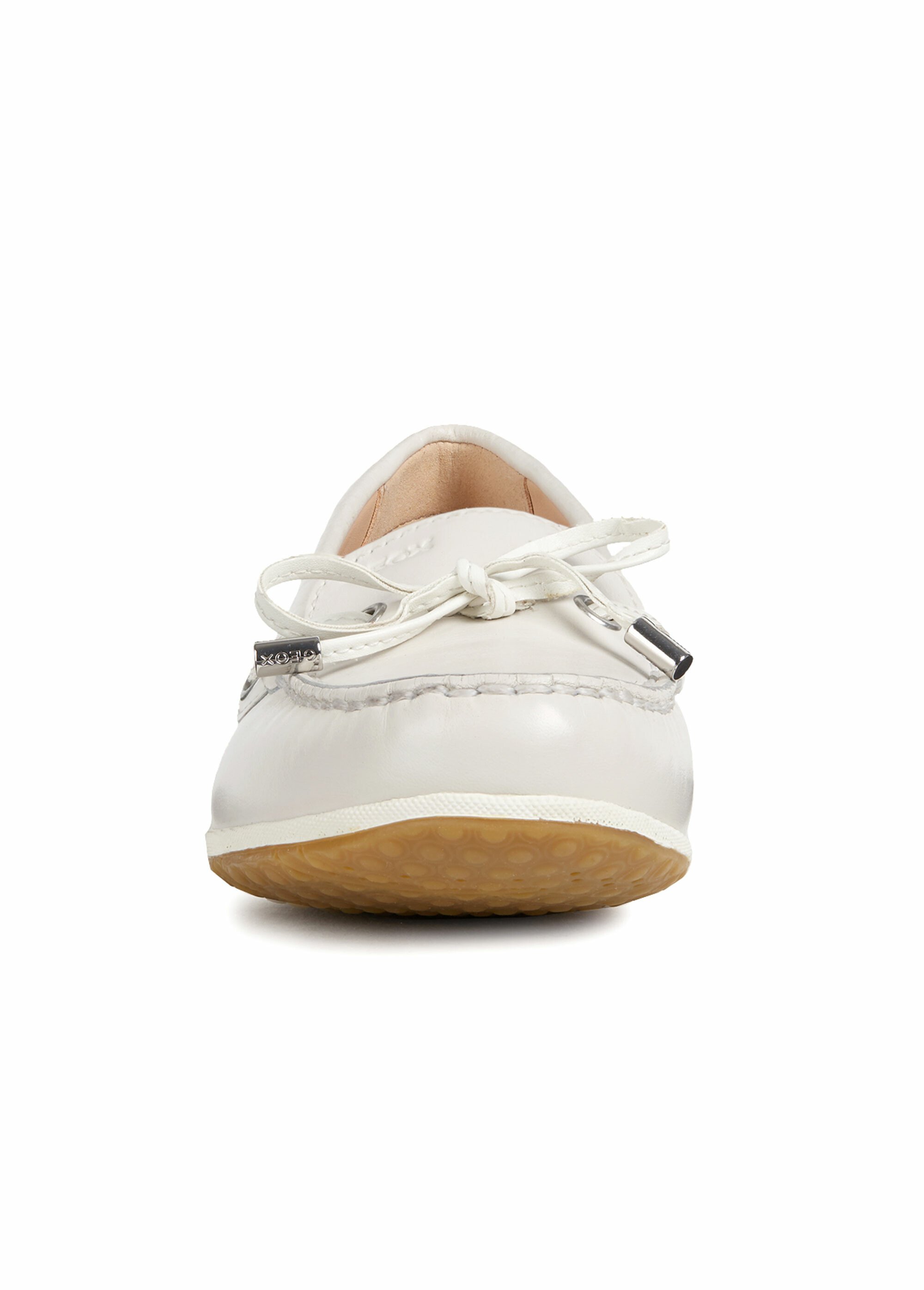 Mocassins cuir noeud, semelle antidérapante Femme Blanc VEGA-1-MOCASSIN FA2