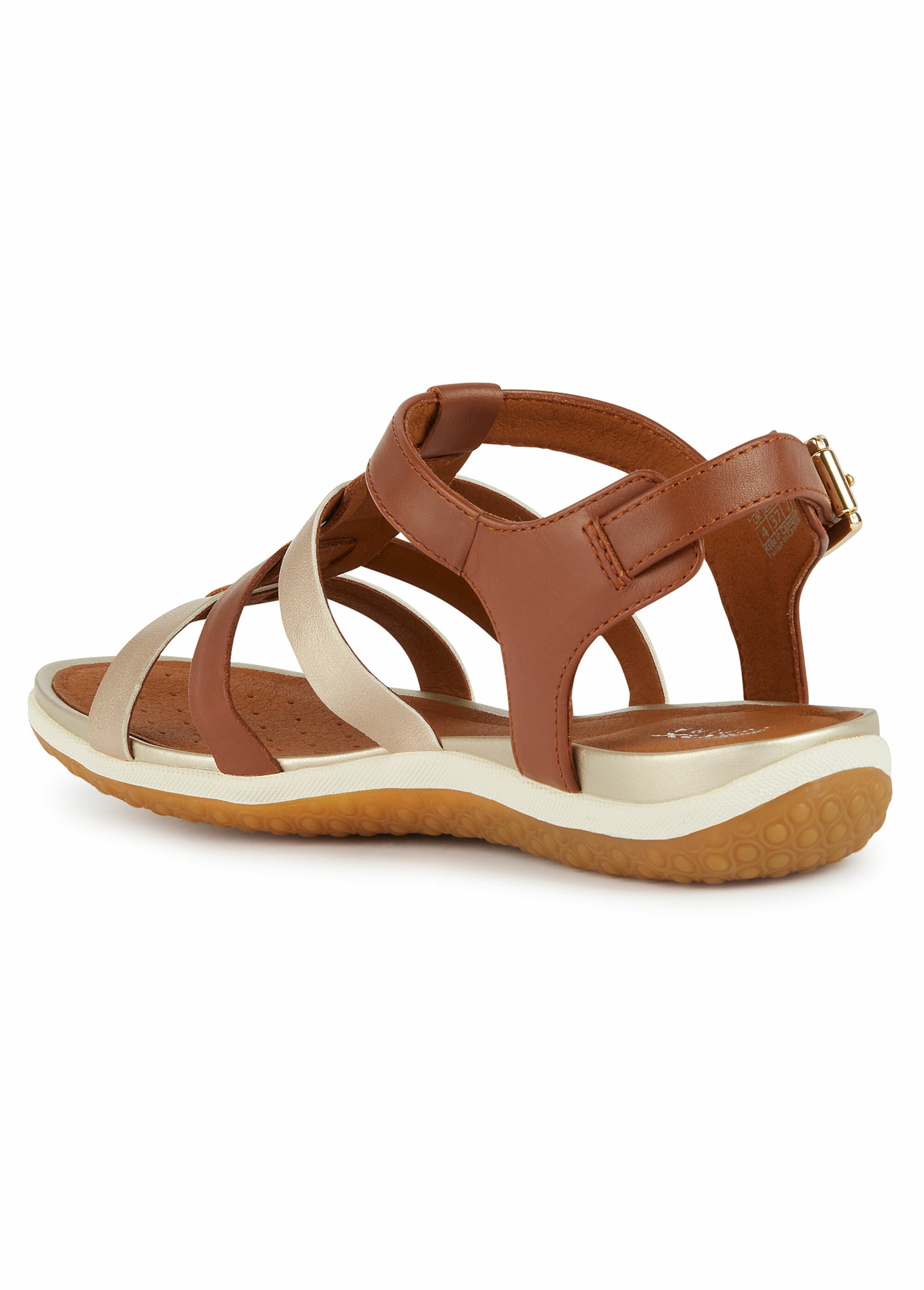 Geox Sandales ouvertes compensees cuir Vega VEGA 1 SANDALE COGNAC ET DORE