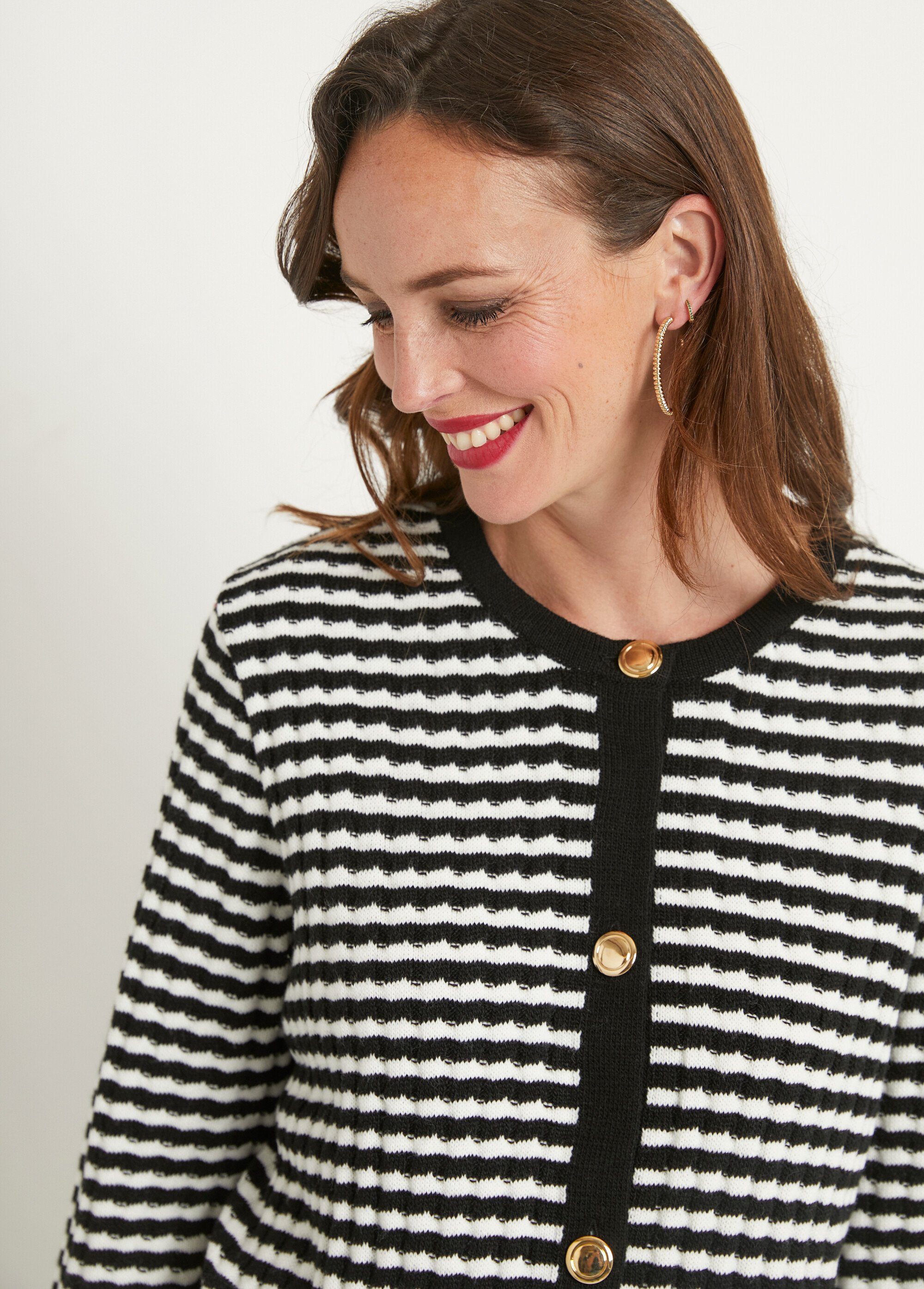 Cardigan Boutonné Femme En Cuir Souple - Manches Longues, Col Rond - Veste Décontractée Élégante