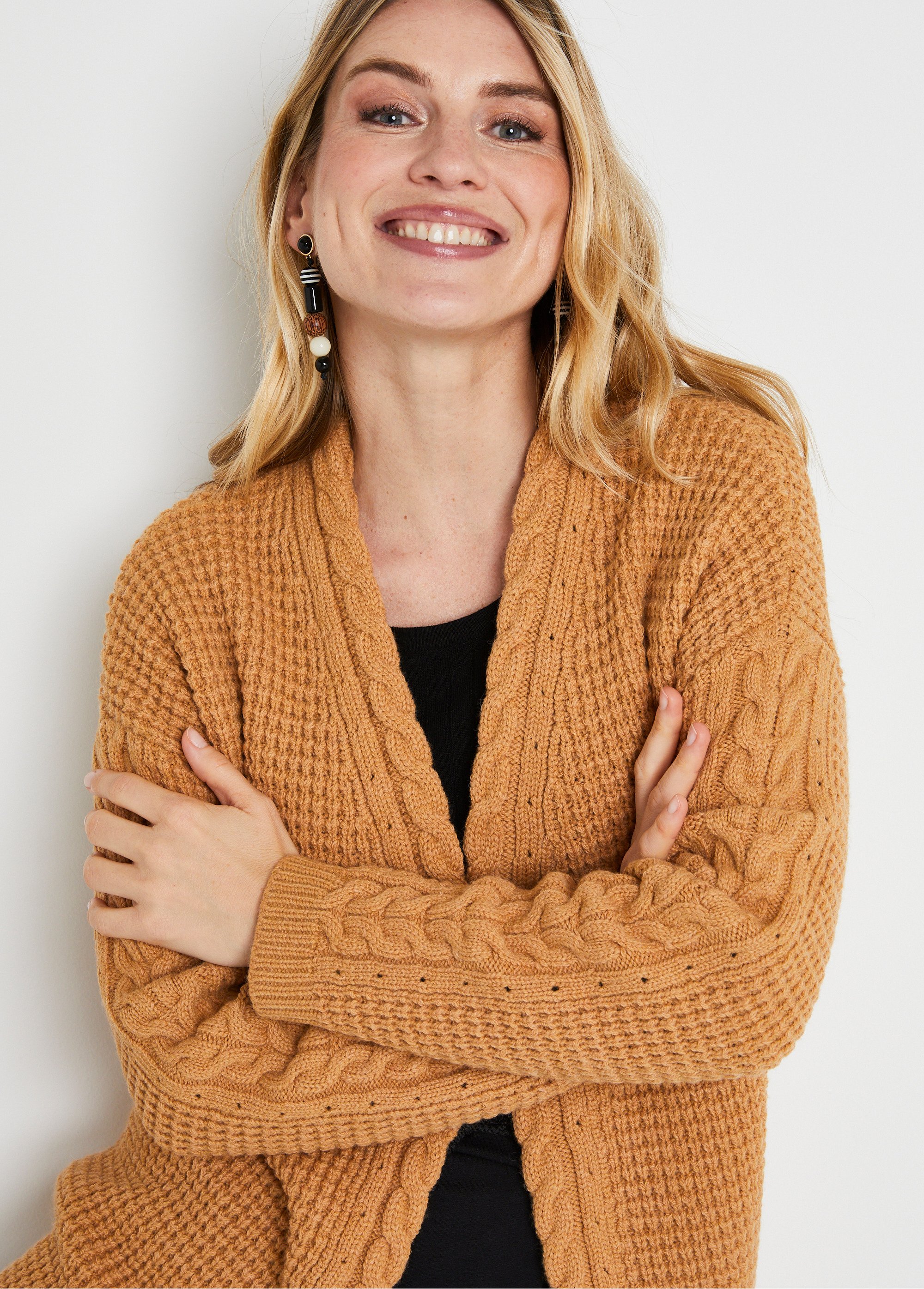 Pull Torsadé Gilet Femme Avec Perles Pull Avec Torsades Et Perles