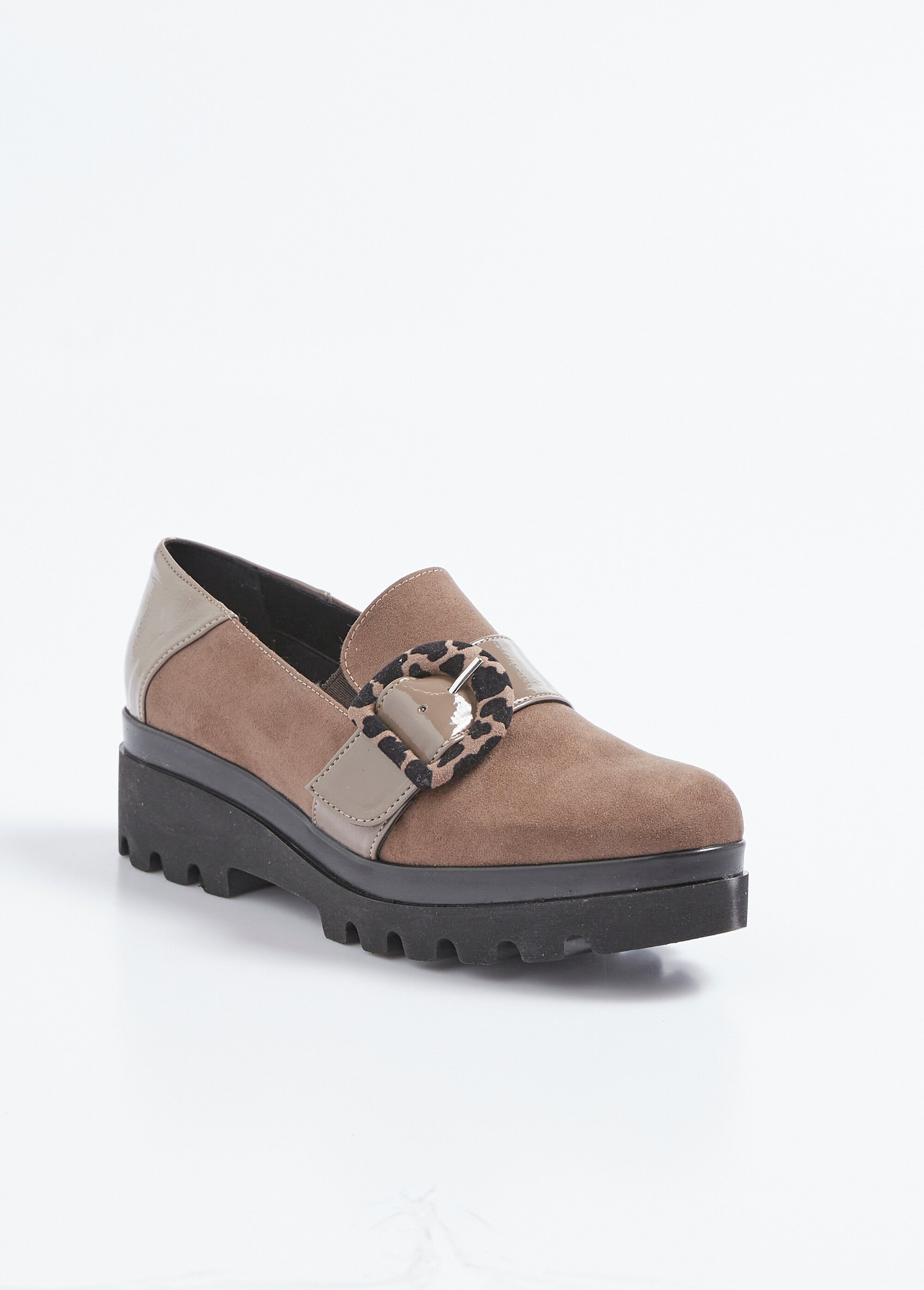Mocassins semelle crantée élastiqués largeur confort Femme Marron OMBOUCLE FA1