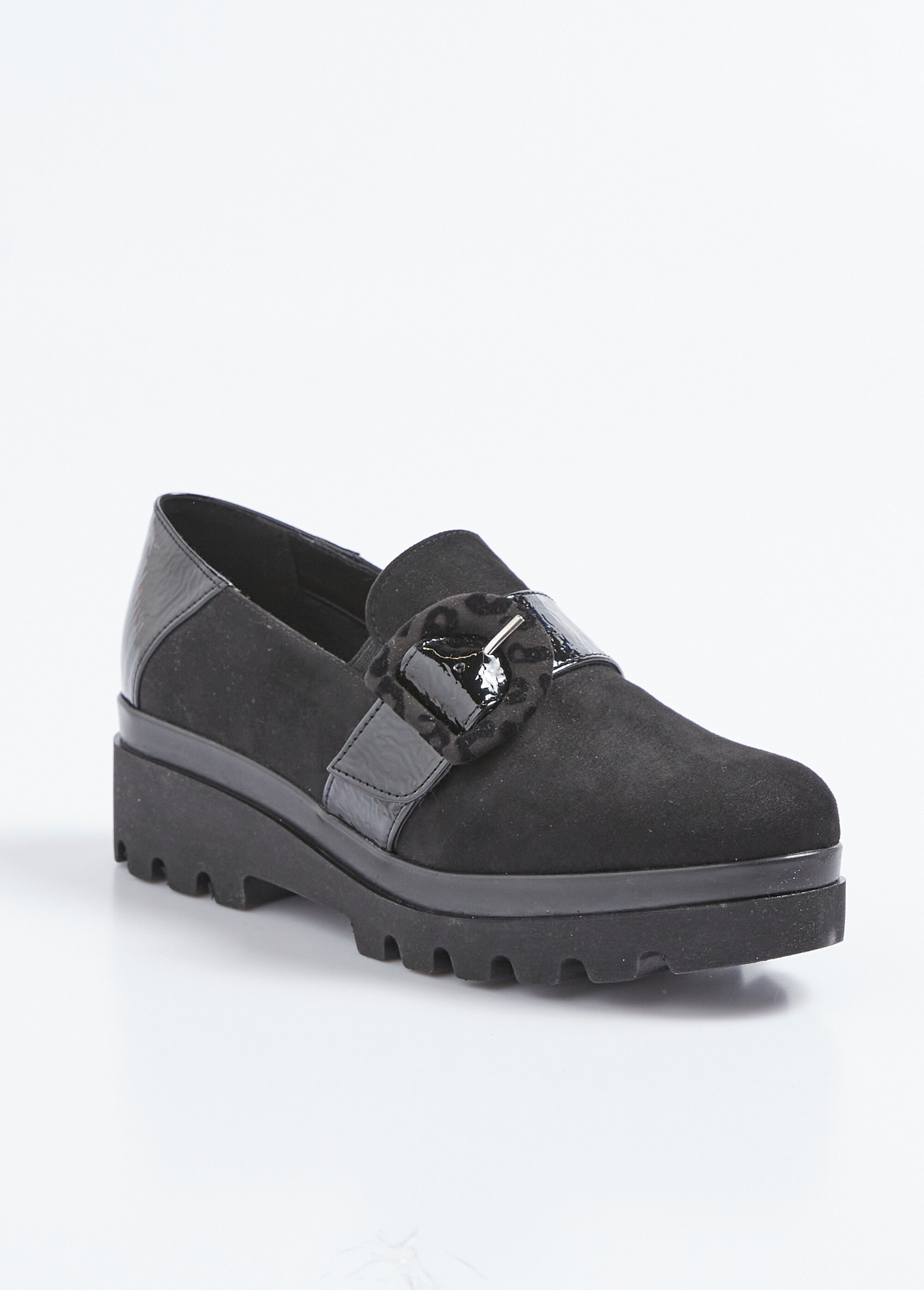 Mocassins semelle crantée élastiqués largeur confort Femme Noir OMBOUCLE FA1