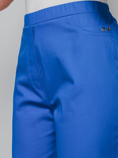 Pantacourt taille semi élastiquée satin Femme Bleu NECHAL DE1