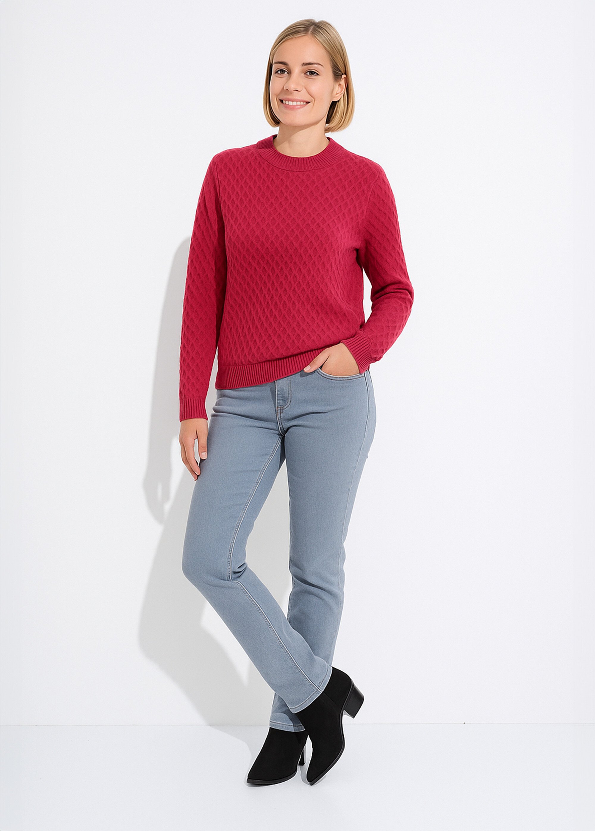 Pull chaud court col montant maille épaisse Femme Rose PANTANI SF1