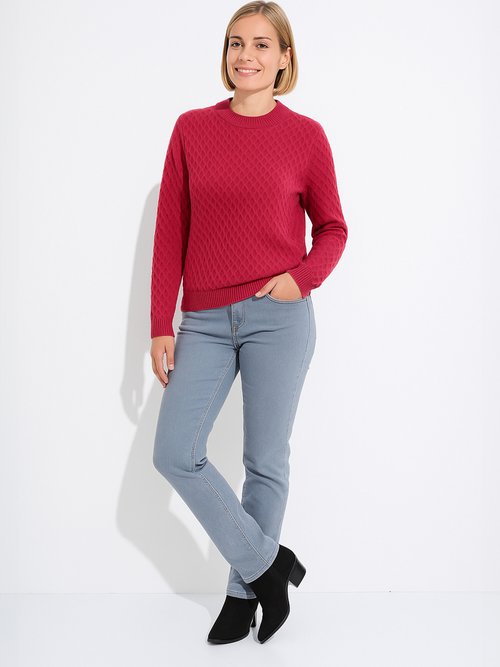 Pull chaud court col montant maille épaisse Femme Rose PANTANI SF1