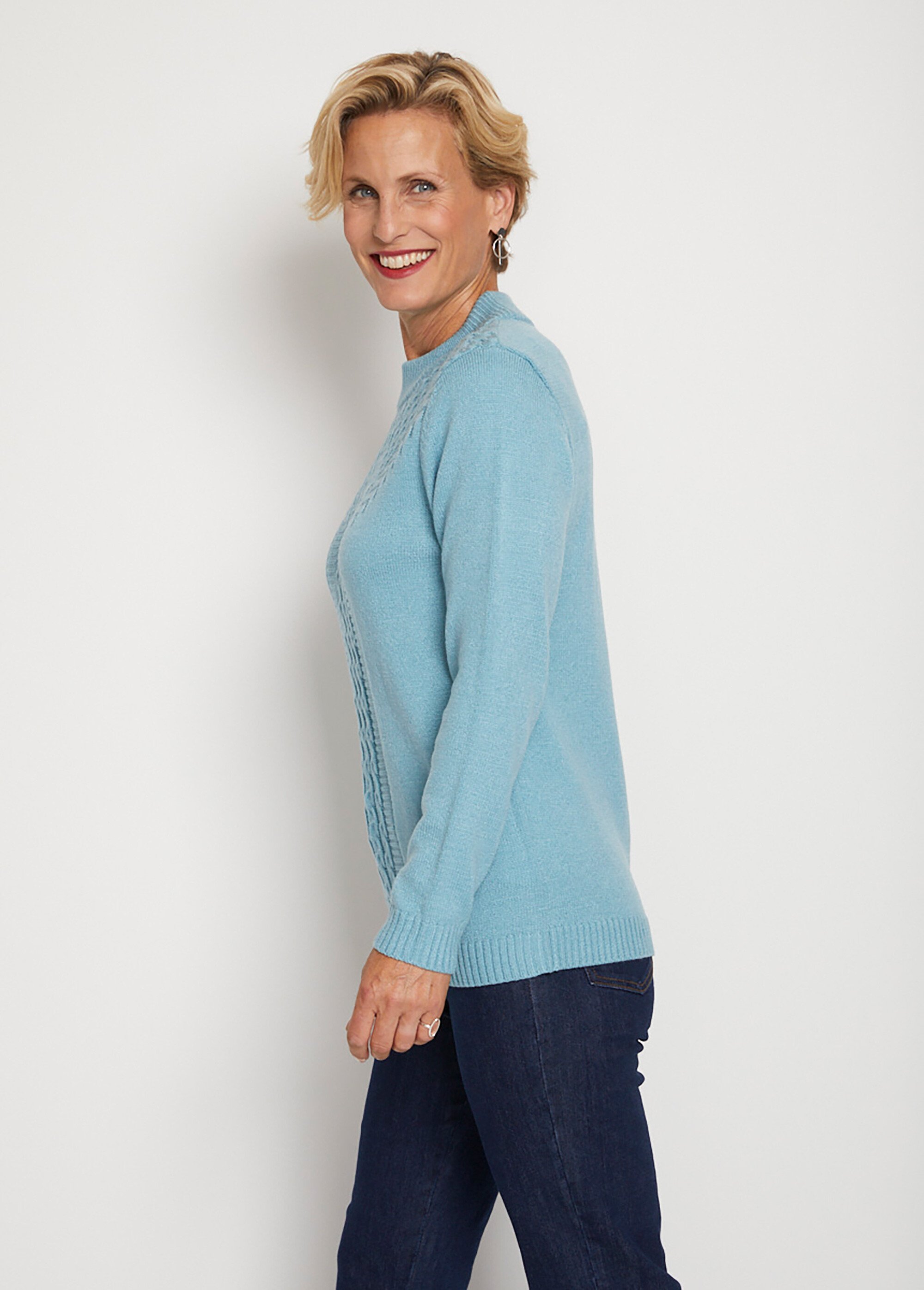 Pull doux torsades côtes strass col montant Femme Vert PUPILLE DR1