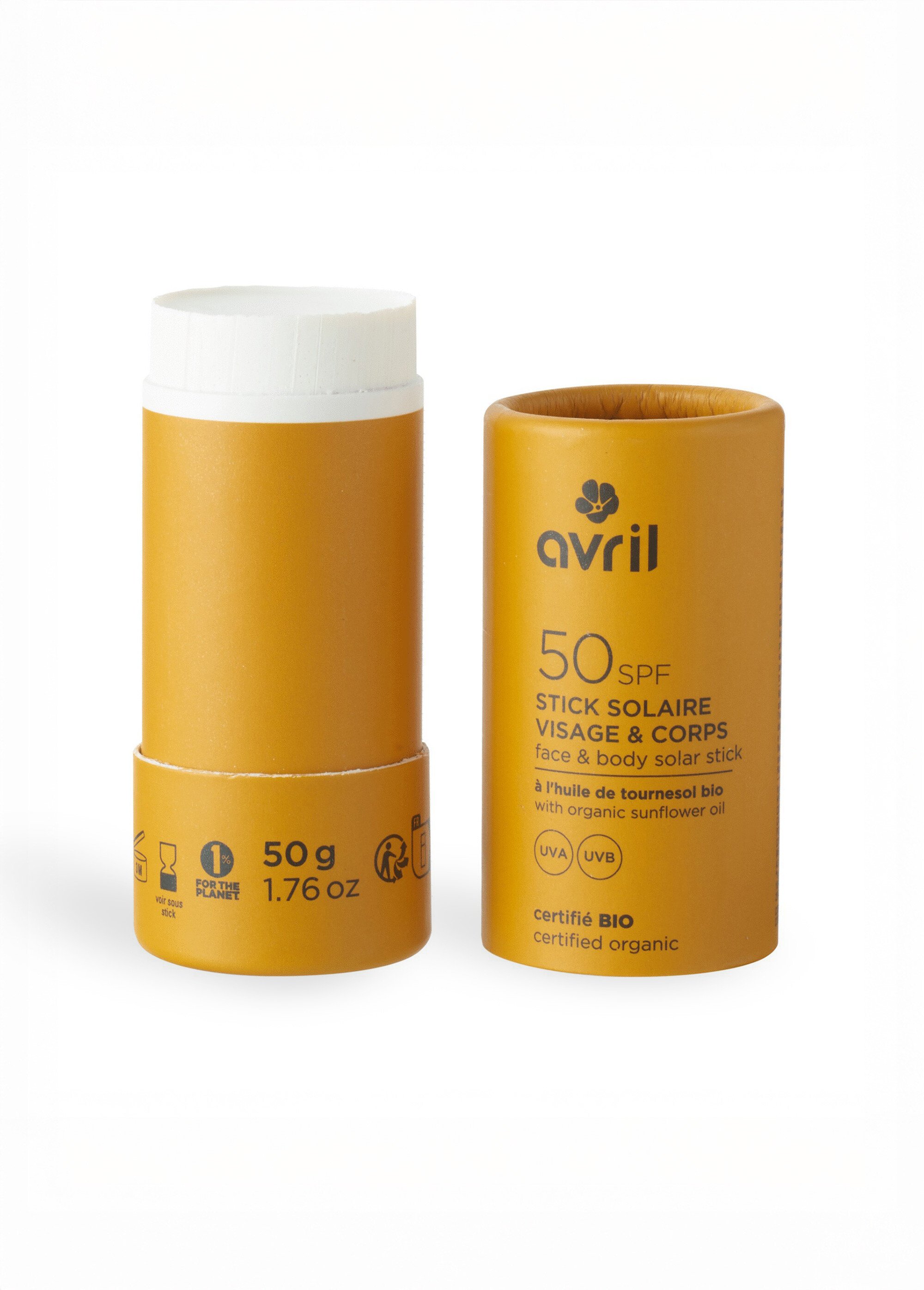 Stick solaire visage et corps  SPF50 BIO Jaune AV-STICK50 FA1