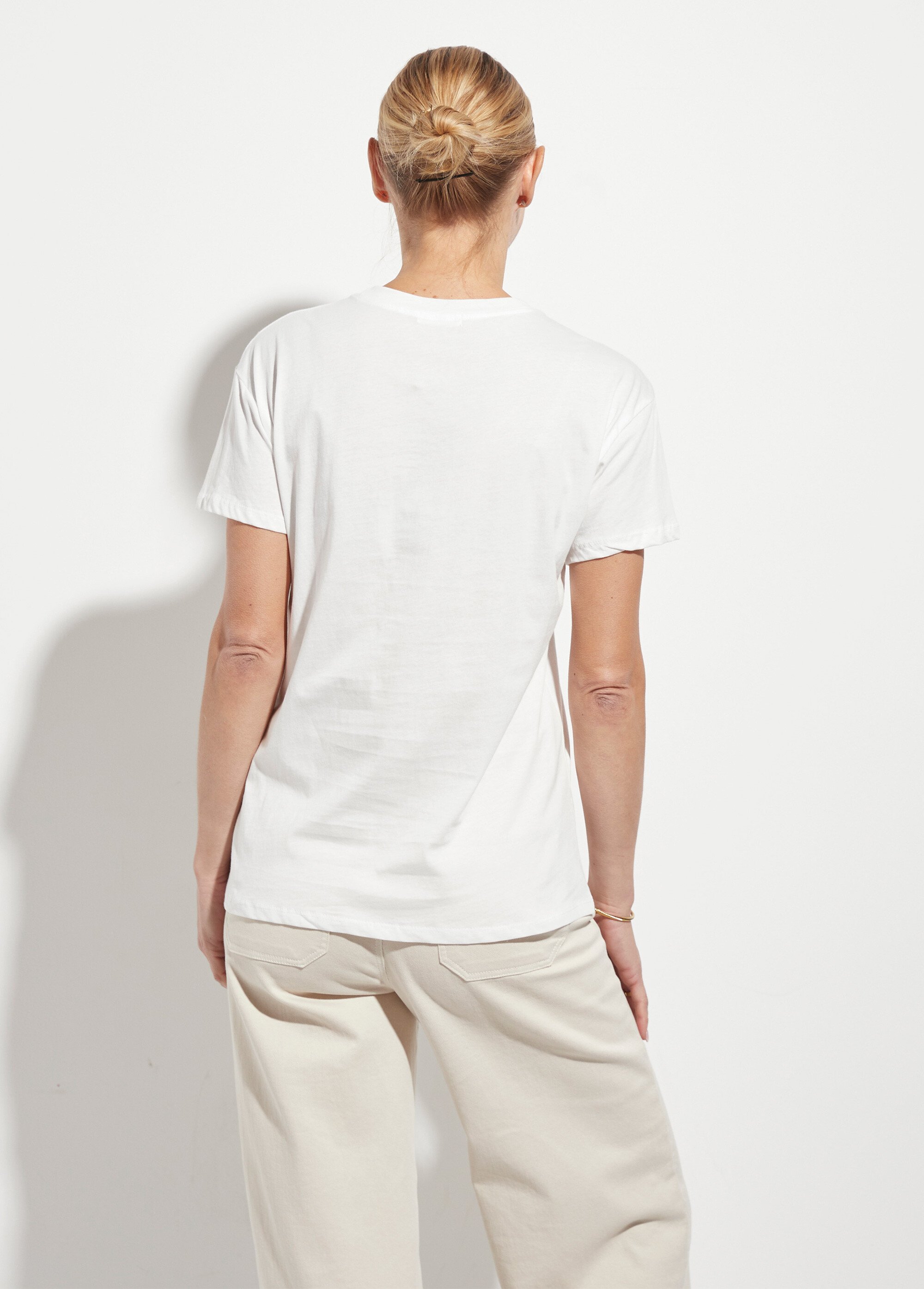 T-shirt col rond avec broderies citrons