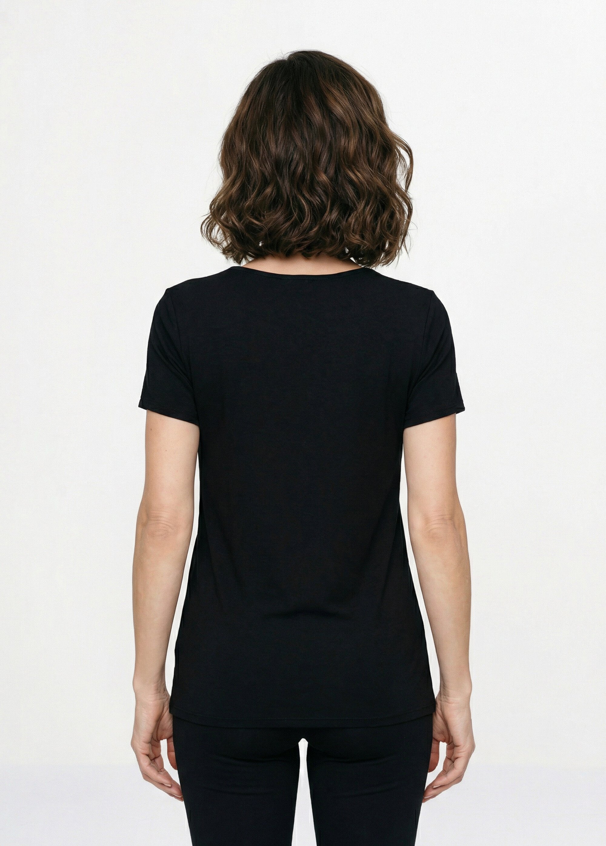 T-shirt long évasé col carré effet brodé