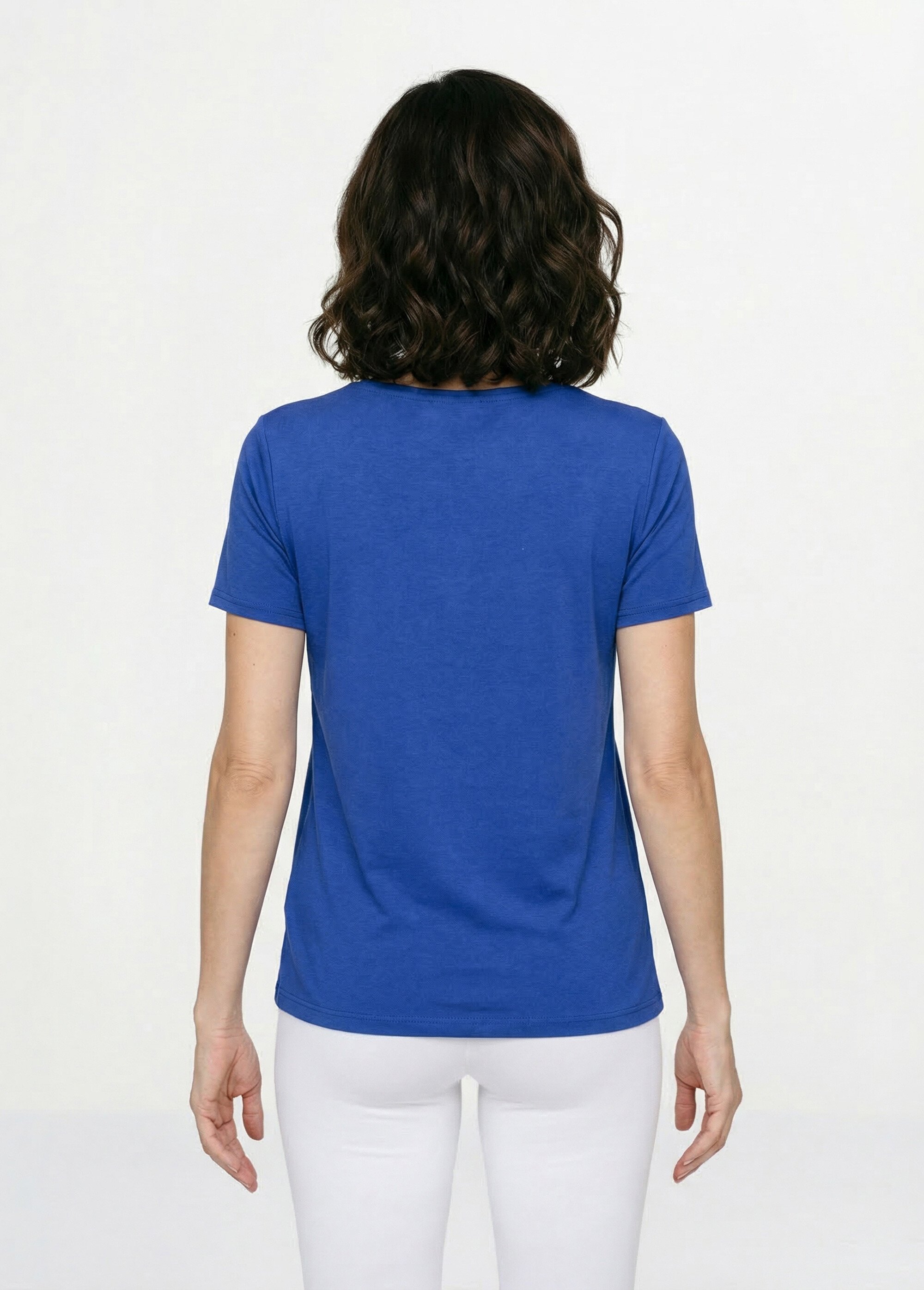 T-shirt long évasé col carré effet brodé