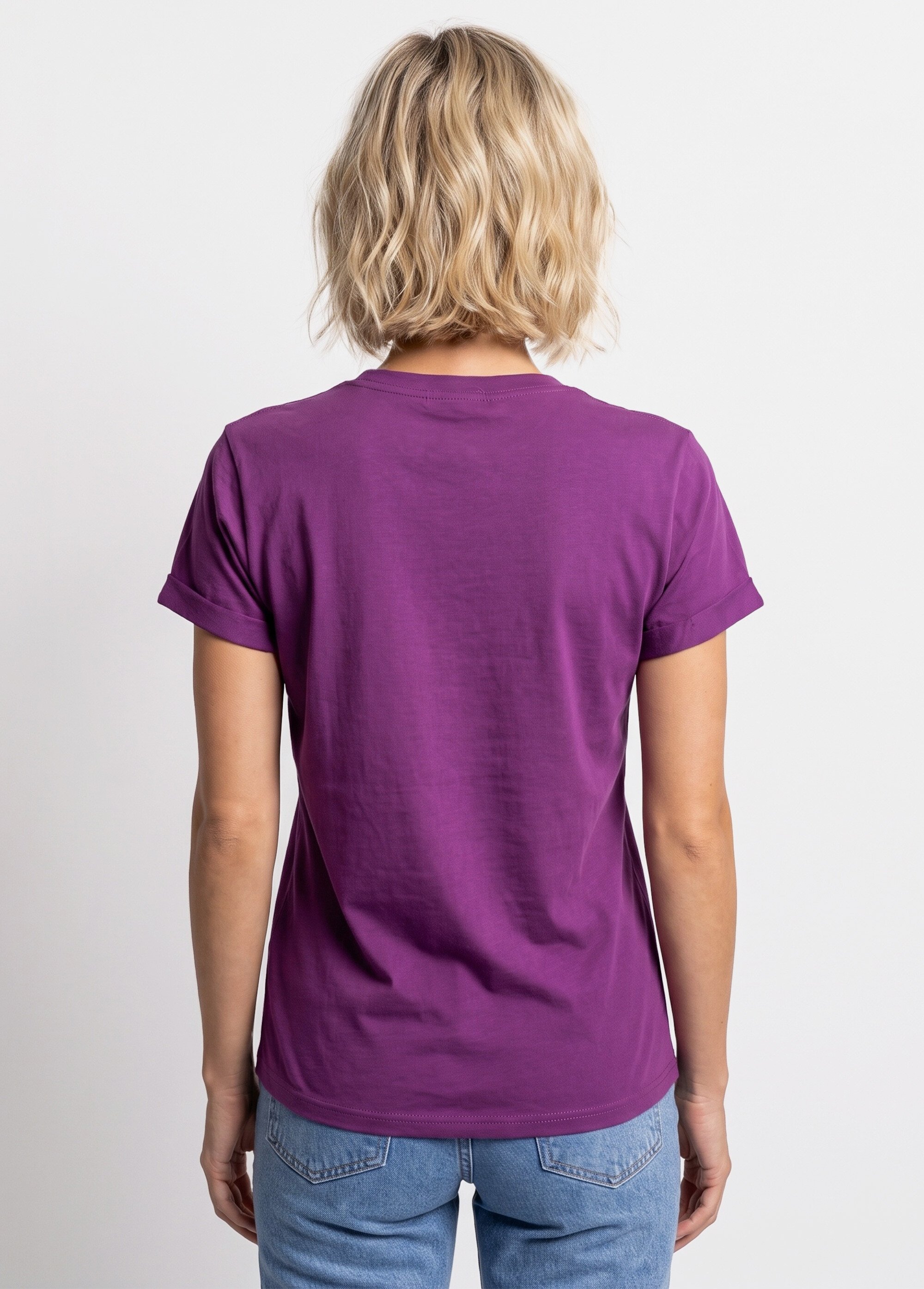 T-shirt manches courtes broderie coeur Femme Violet IA-M502 DO1