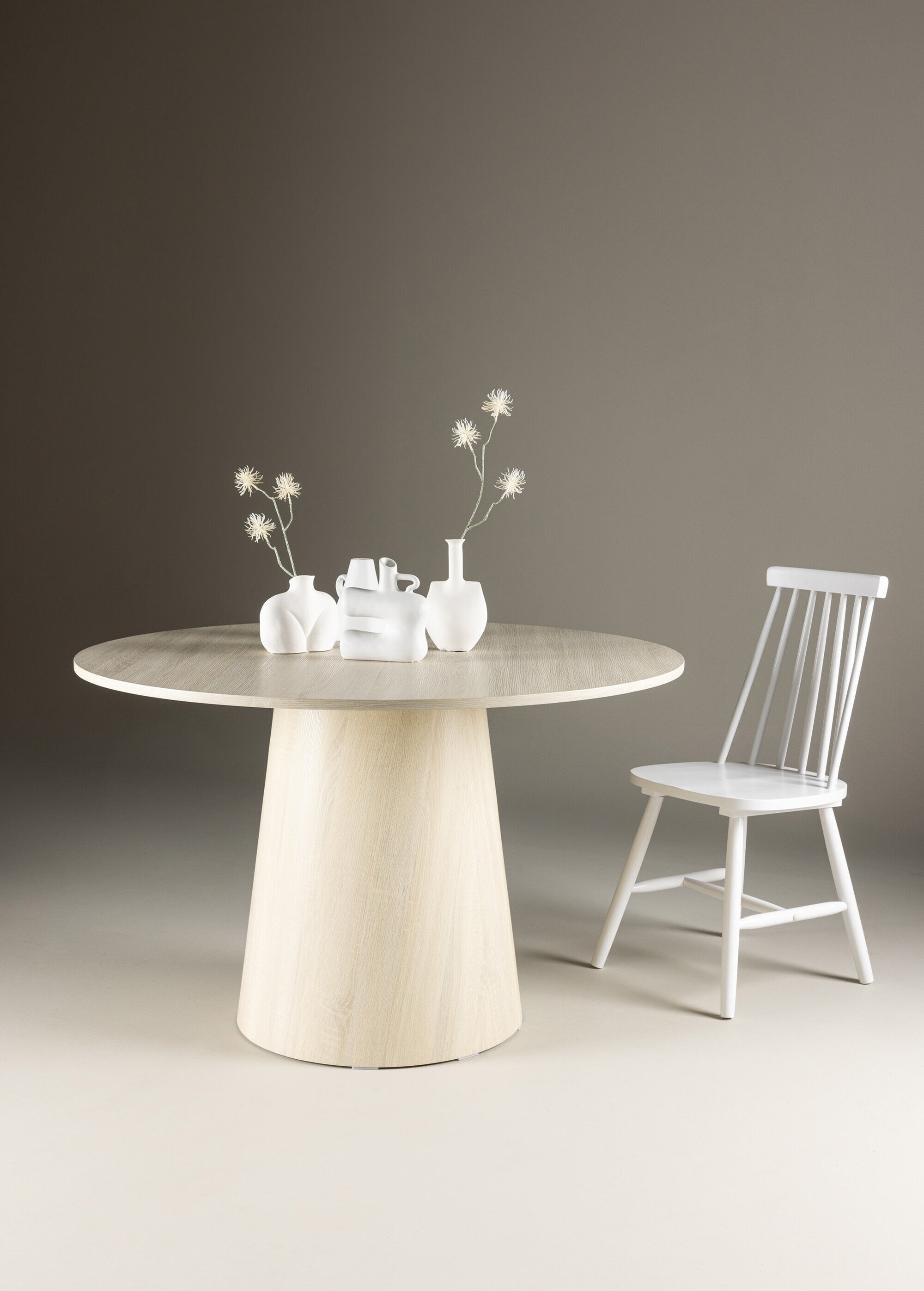 Table à manger bois ronde, pied conique BLANCHI VEN-18903-130 SI1