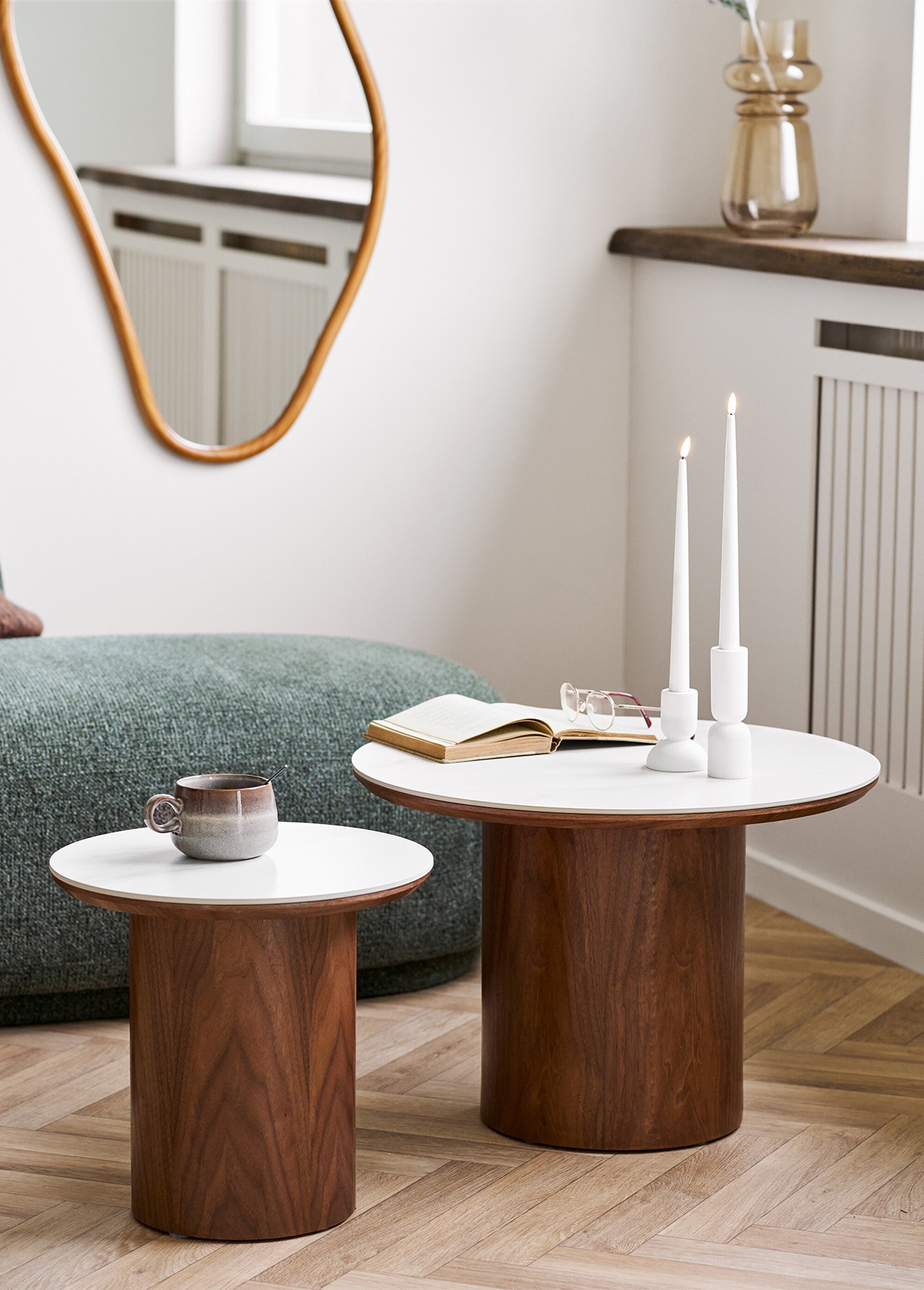 Table basse céramique et frêne NOLI BLANC ET BRUN FONCE HN-2102197 SI1