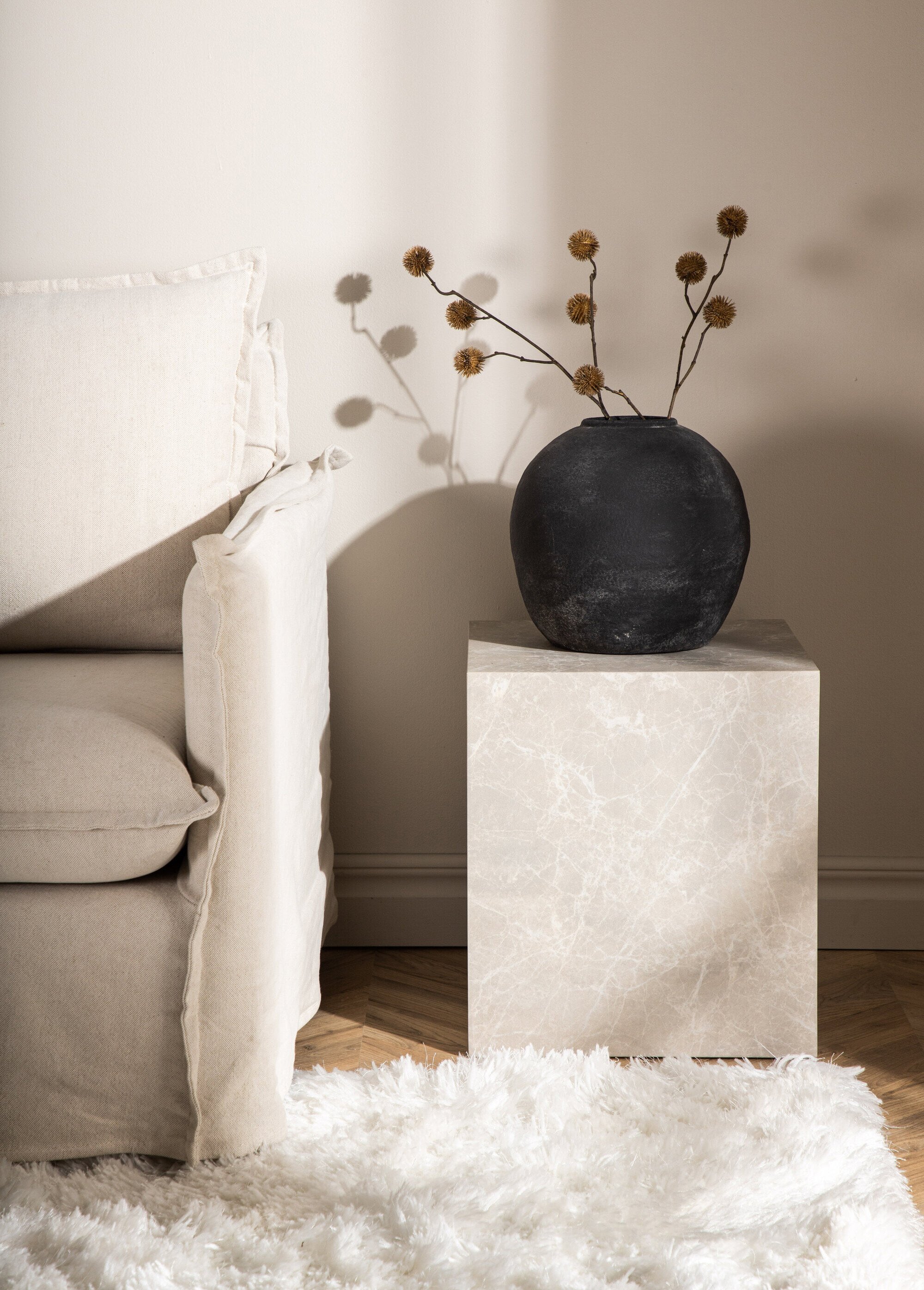 Table d'appoint en bois, effet marbre BEIGE VEN-15009-091 SI1