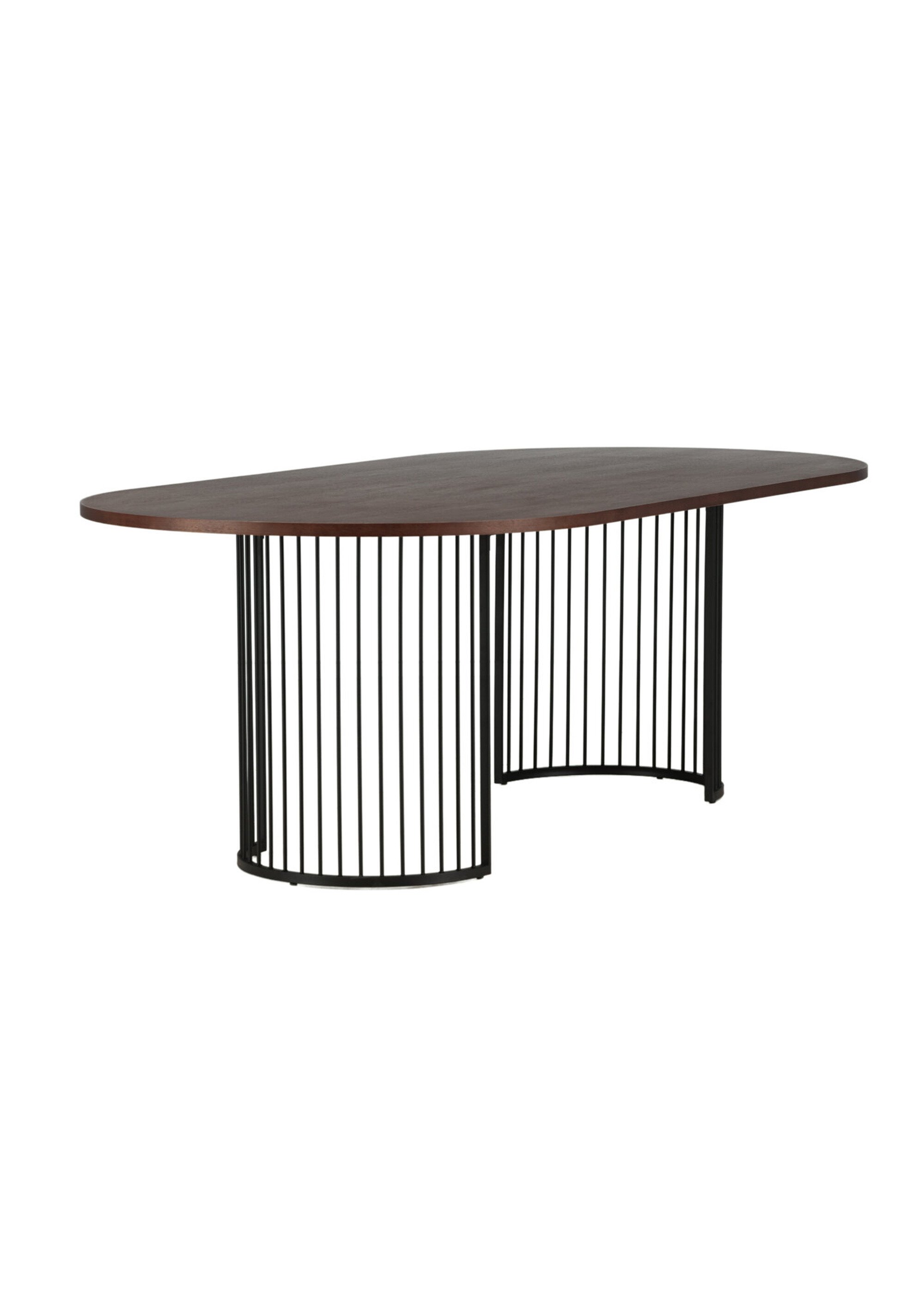 Table ovale noyer, pieds arc de cercle