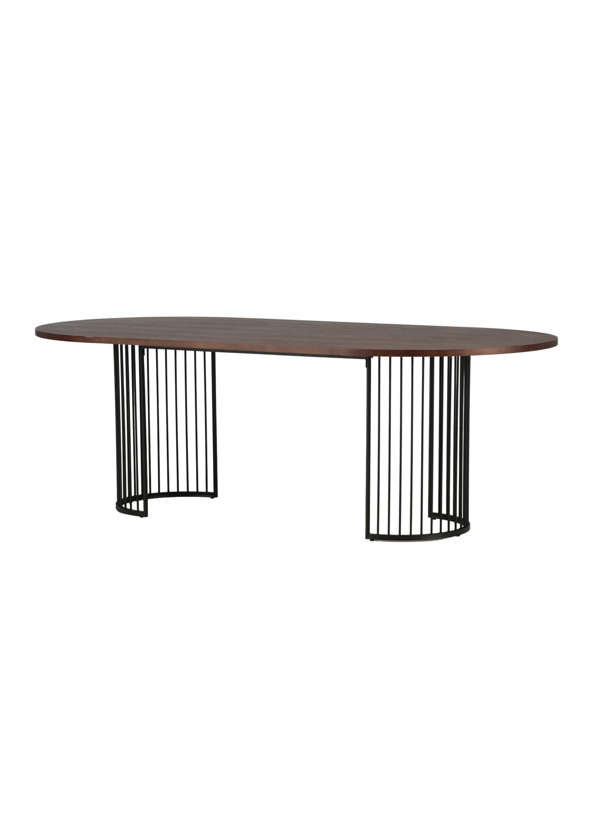 Table ovale noyer, pieds arc de cercle NOIR ET NOYER VEN-46000-160 DE3