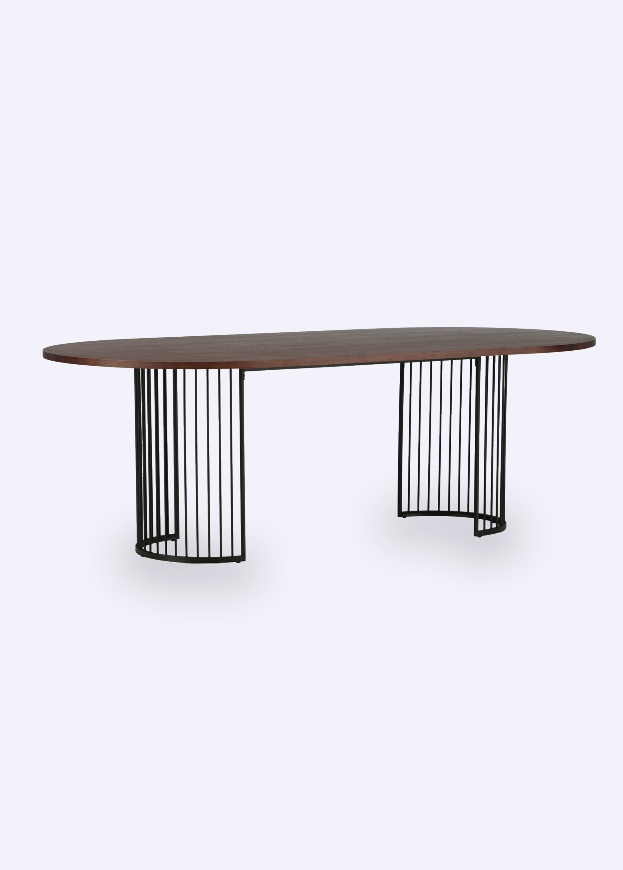 Table ovale noyer, pieds arc de cercle NOIR ET NOYER VEN-46000-160 FA1