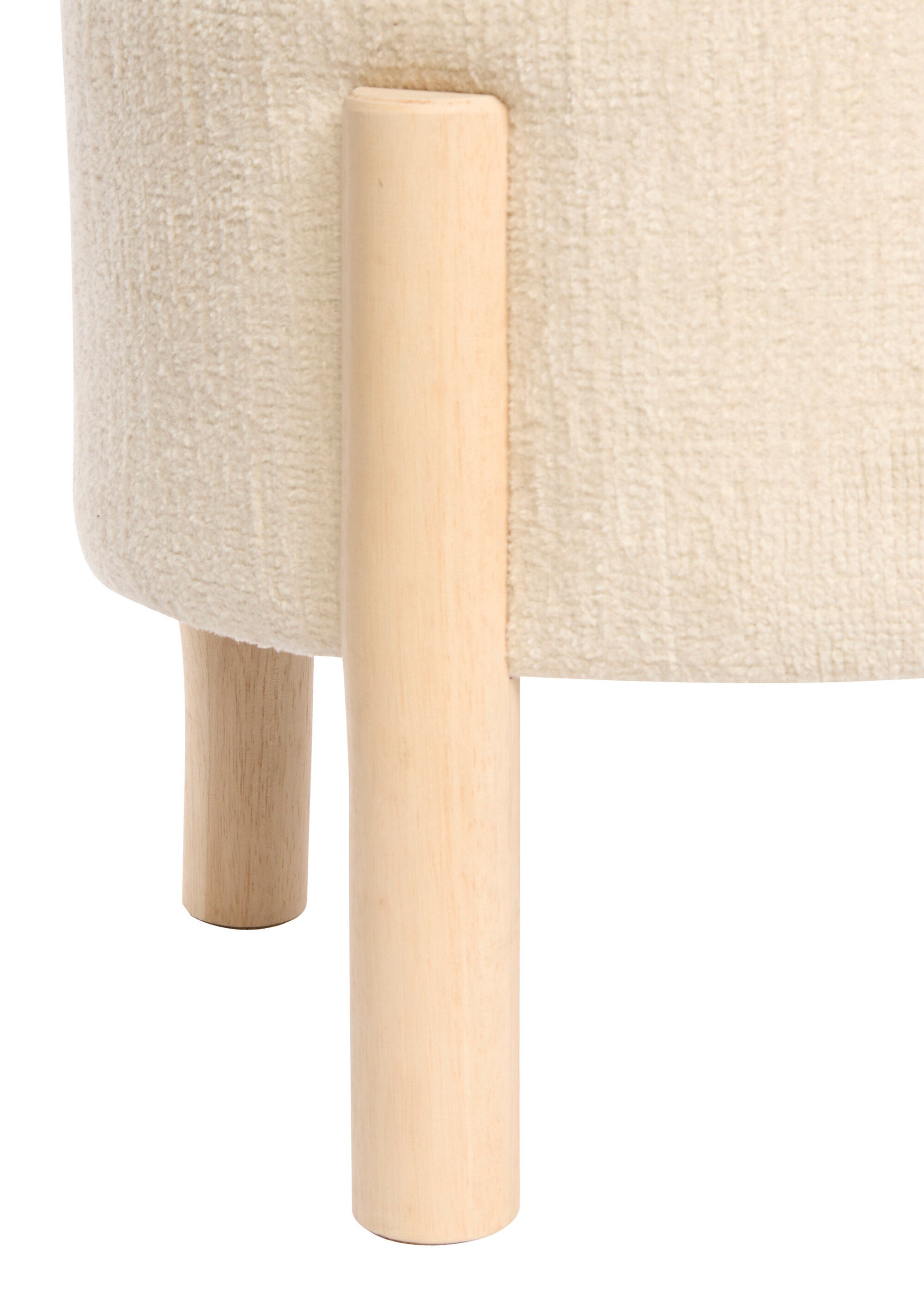 Tabouret en bouclette, coffre rangement BEIGE JJA-214222A DE2