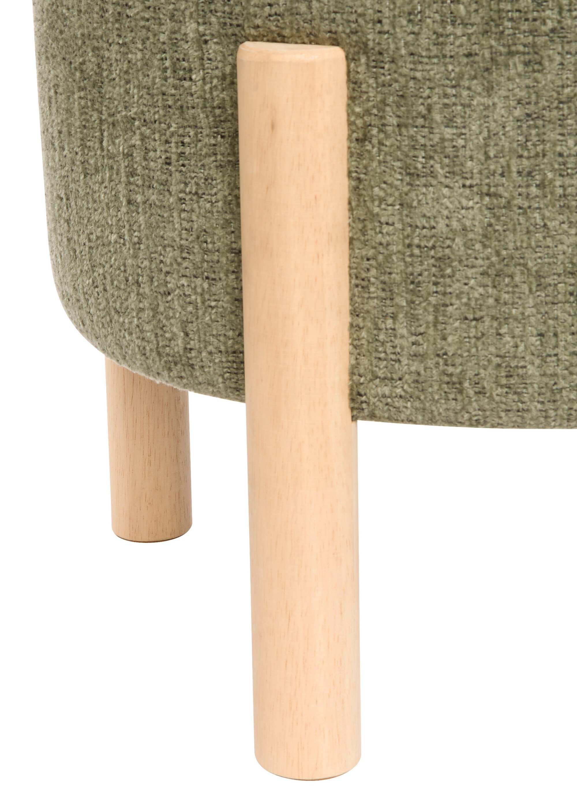 Tabouret en bouclette, coffre rangement VERT JJA-214222A DE1