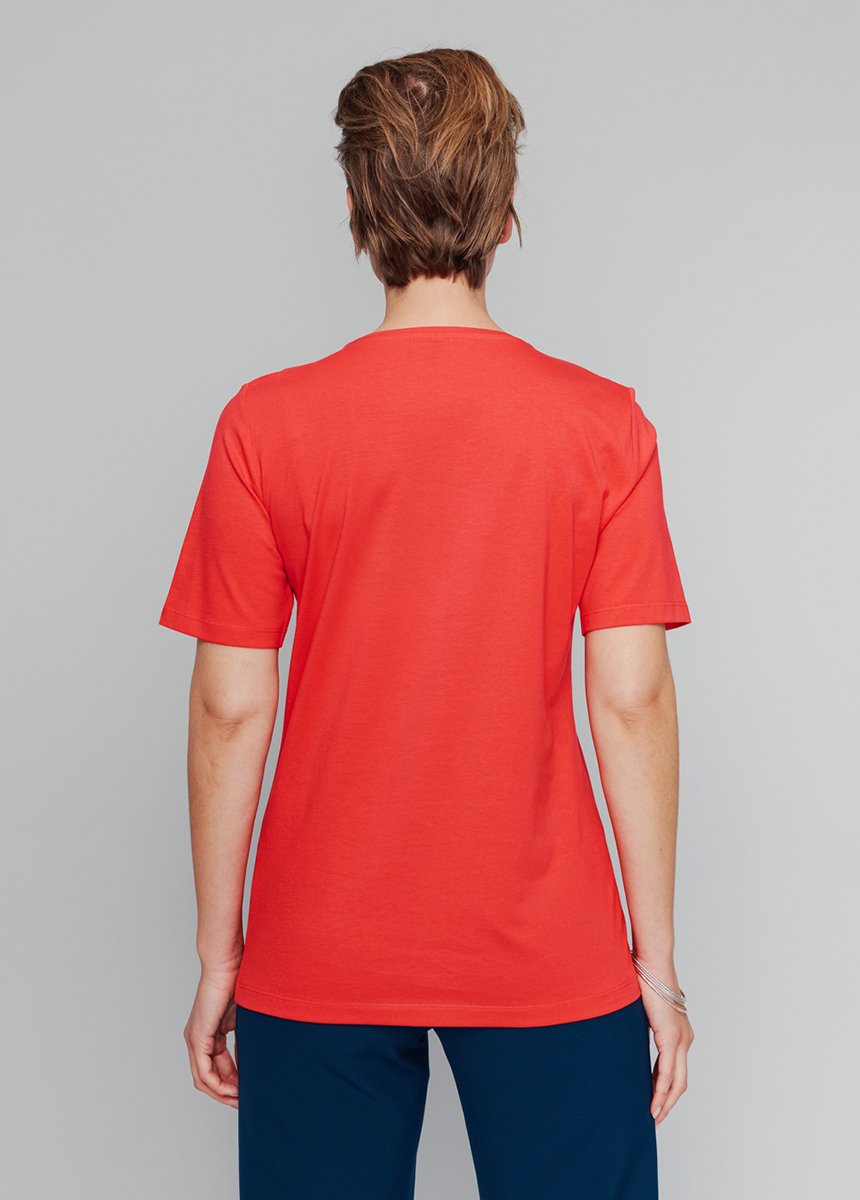 T-shirt manches courtes col brodé clouté