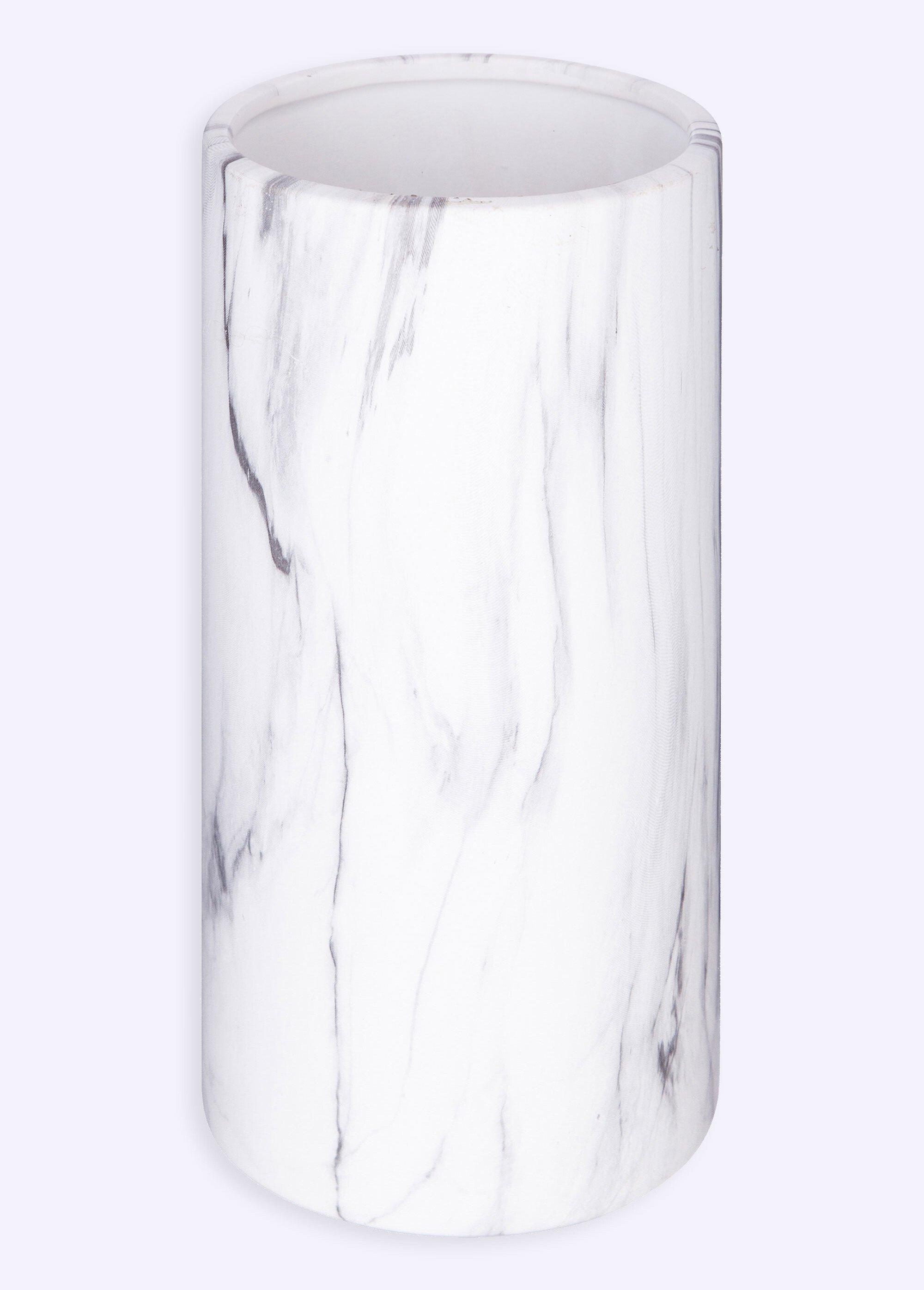 Vase céramique forme tube, aspect marbre