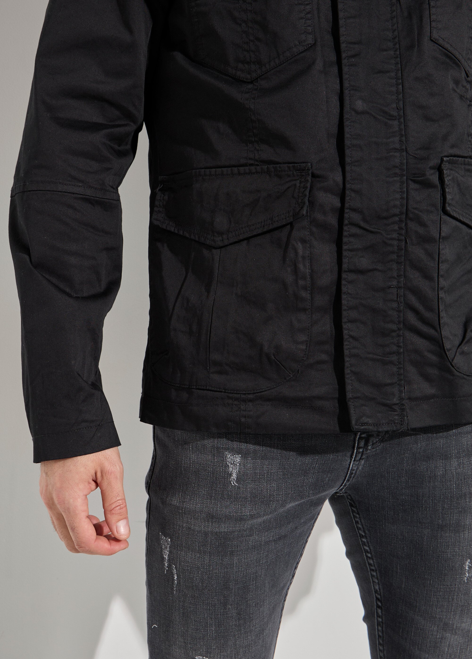 Veste casual multipoches col montant