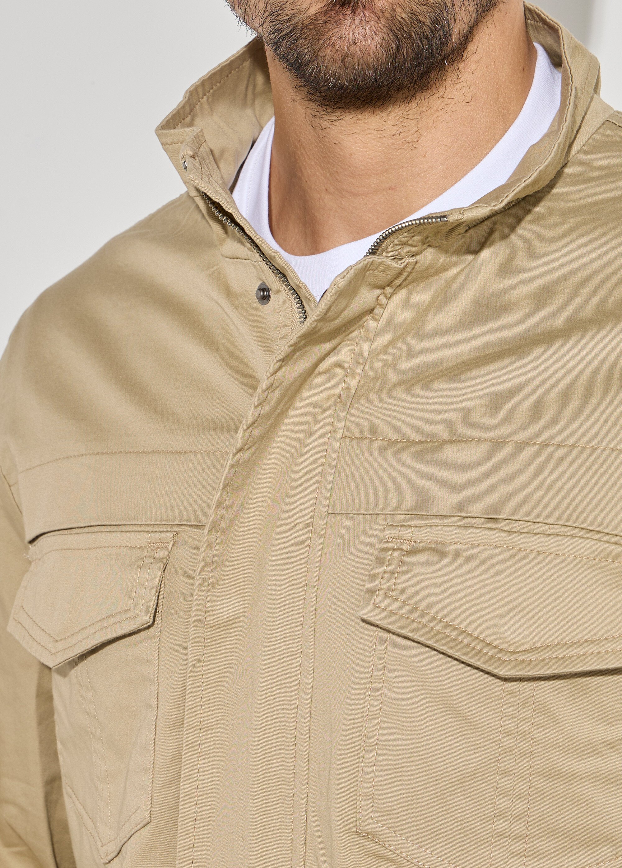 Veste casual multipoches col montant
