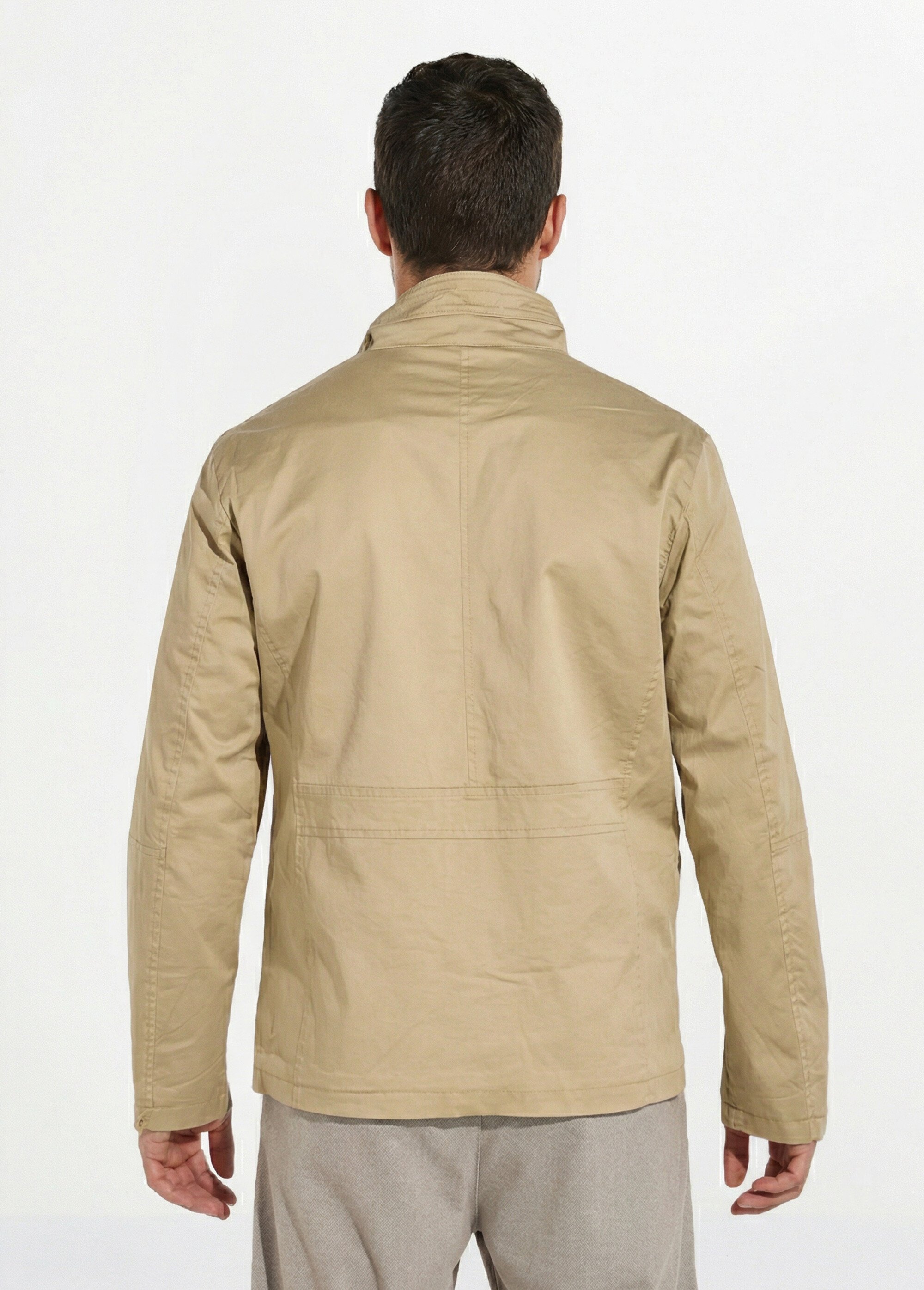 Veste casual multipoches col montant Homme Beige KYM5166 DO1