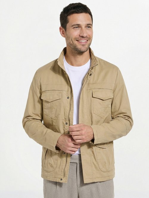 Veste casual multipoches col montant Homme Beige KYM5166 FA1