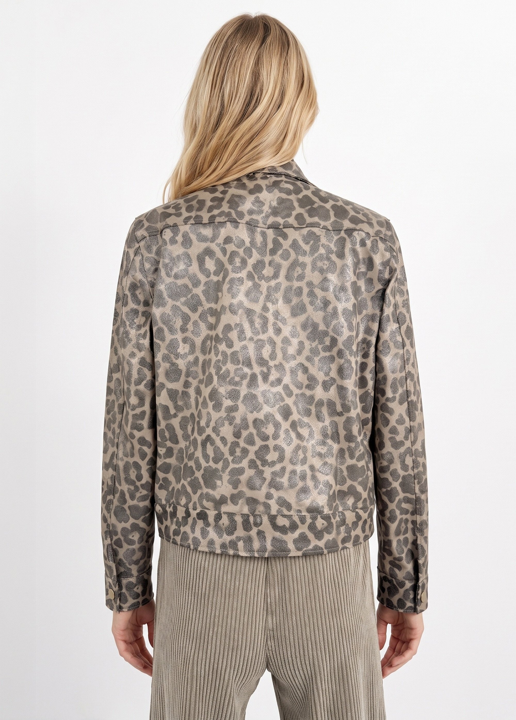 Veste courte en toile motif panthère Femme LEOPARD JB-A3198B DO1