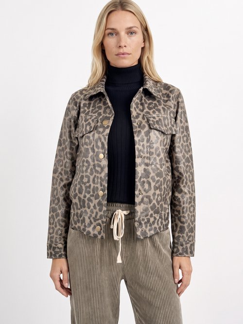 Veste courte en toile motif panthère Femme LEOPARD JB-A3198B FA1