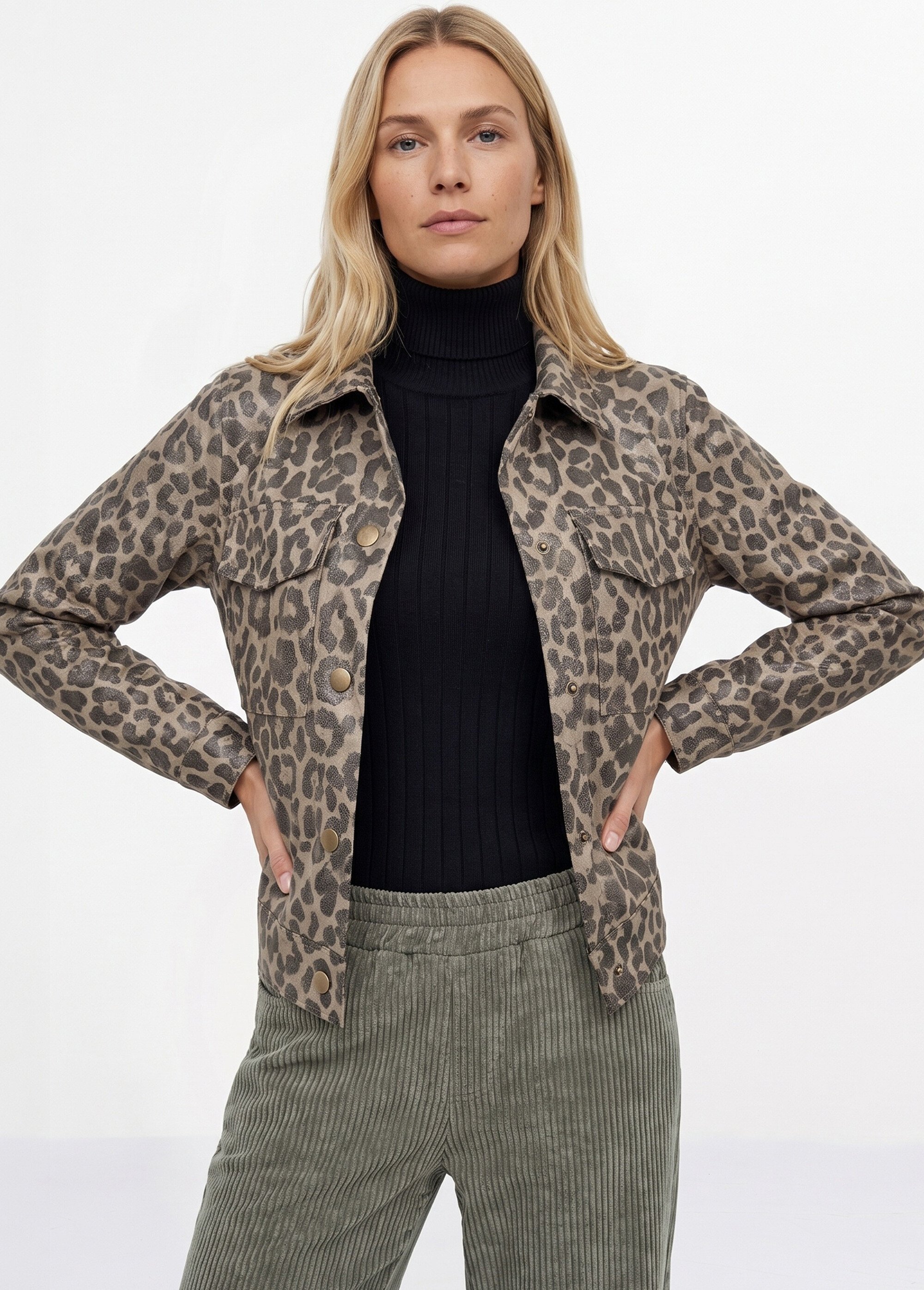 Veste courte en toile motif panthère Femme LEOPARD JB-A3198B MV1