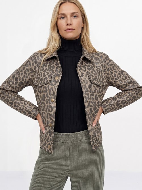 Veste courte en toile motif panthère Femme LEOPARD JB-A3198B MV1