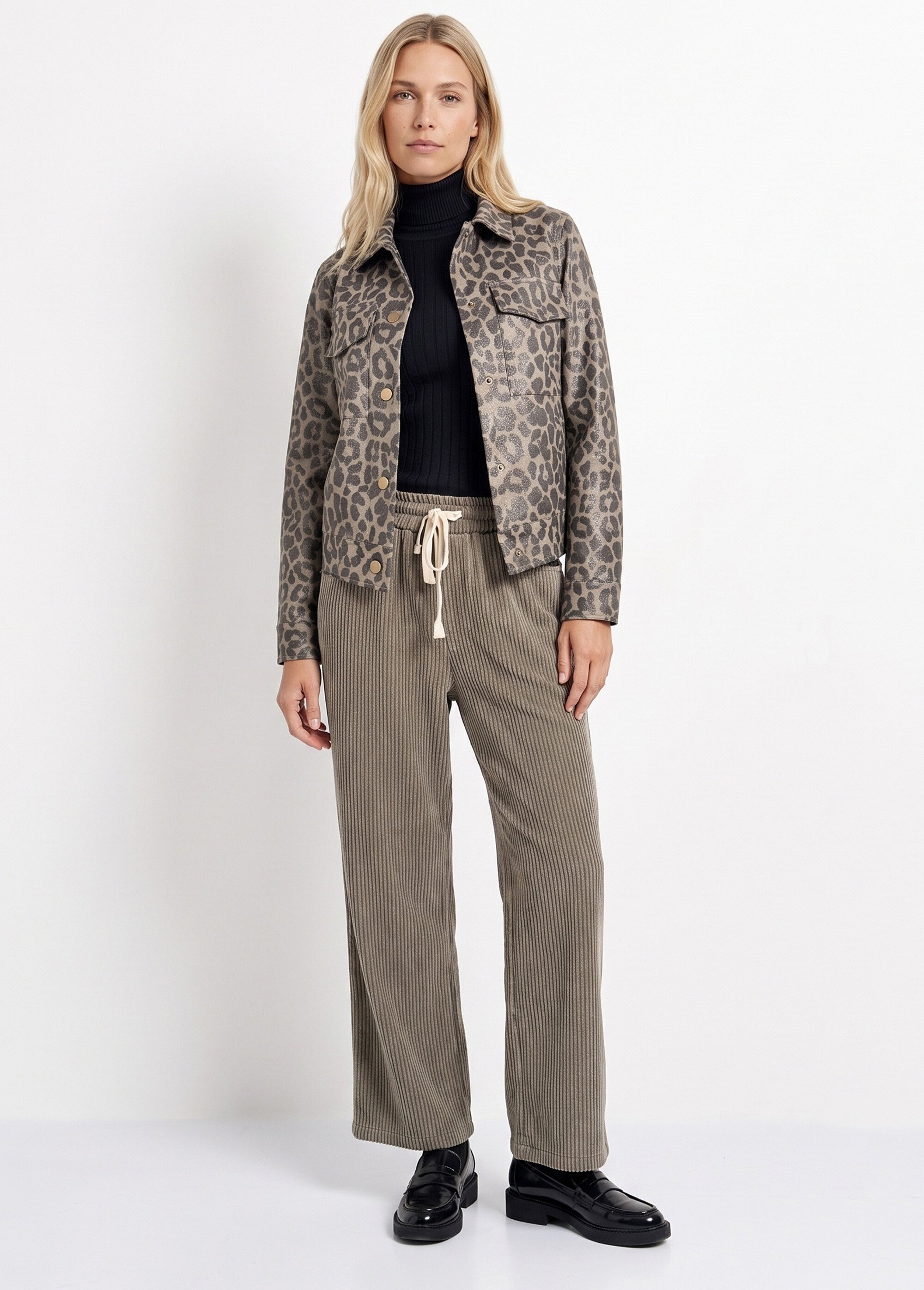 Veste courte en toile motif panthère Femme LEOPARD JB-A3198B SI1