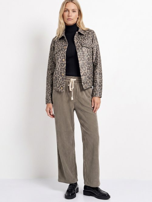 Veste courte en toile motif panthère Femme LEOPARD JB-A3198B SI1