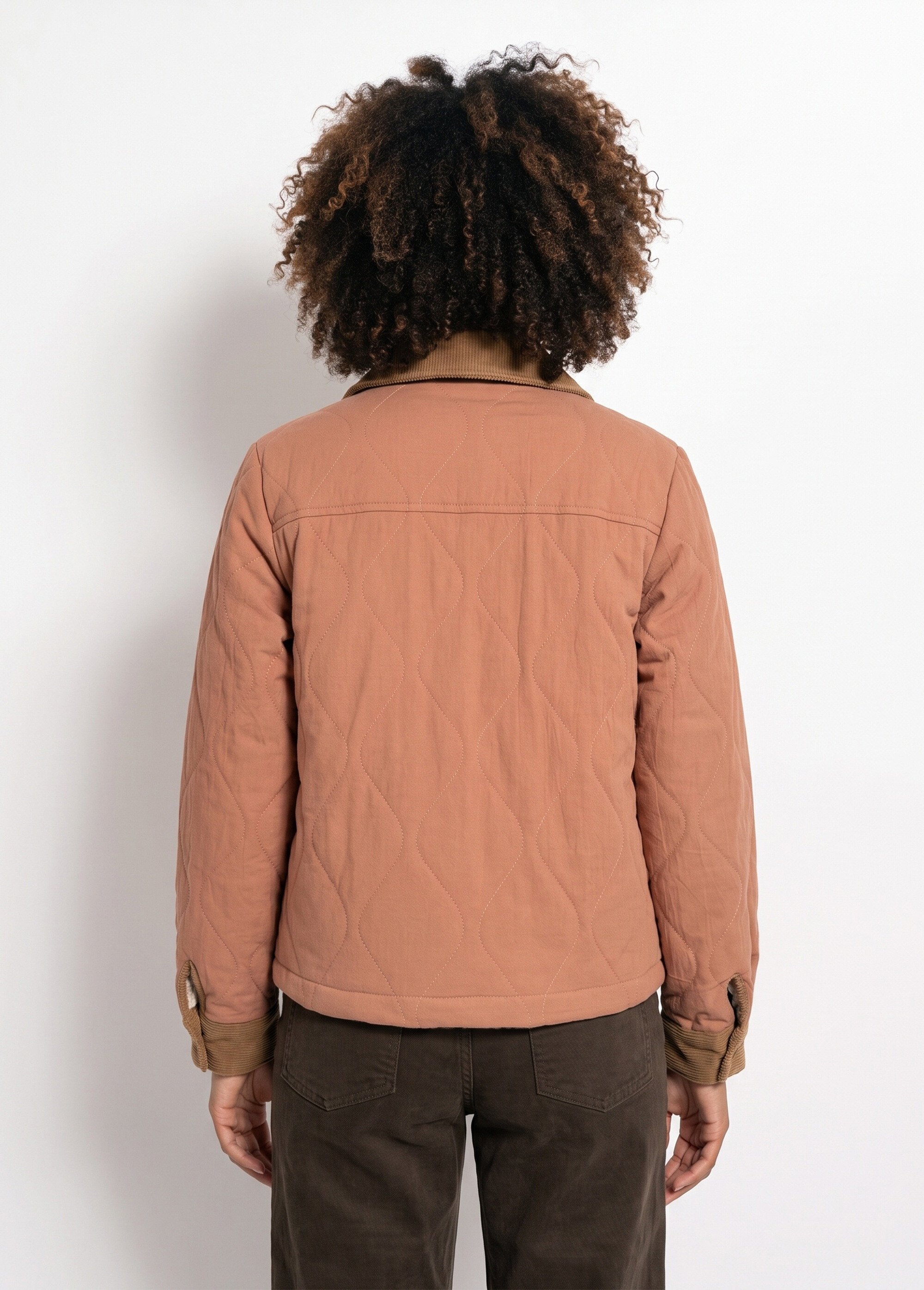 Veste matelassée courte détails velours Femme Marron IA-T179 DO1