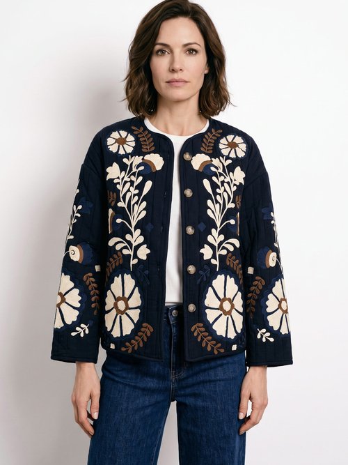 Veste matelassée inspiration bohème Femme Noir JB-A3181 FA1