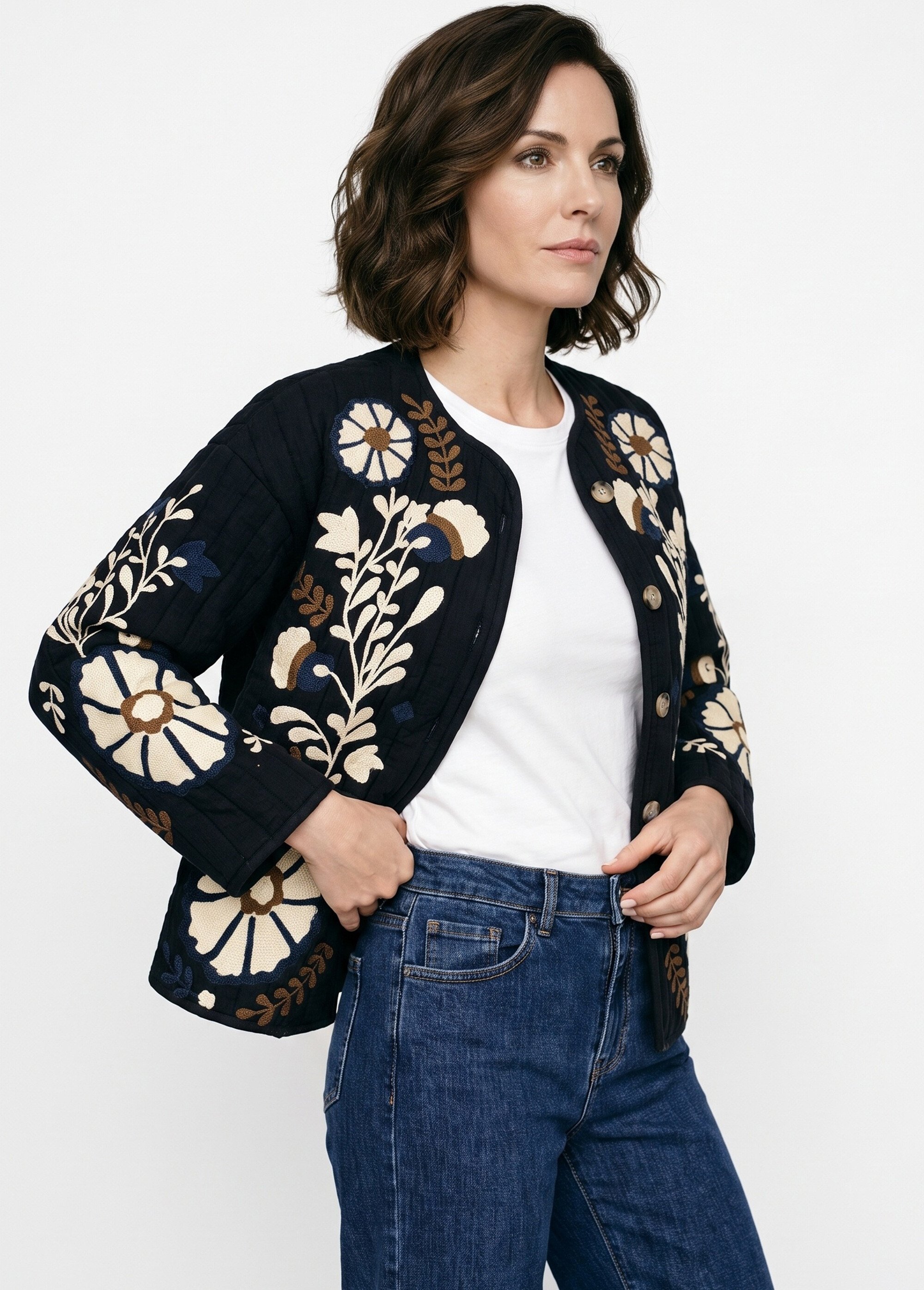 Veste matelassée inspiration bohème Femme Noir JB-A3181 MV1