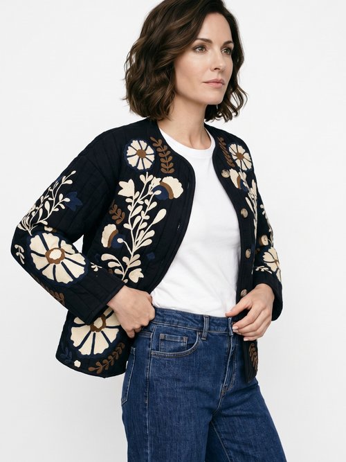 Veste matelassée inspiration bohème Femme Noir JB-A3181 MV1