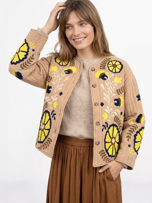 Veste matelassée inspiration bohème Femme Marron JB-A3181 MV1