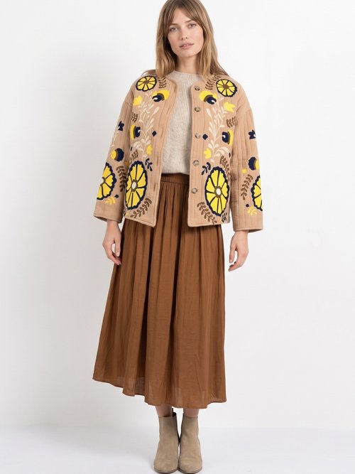 Veste matelassée inspiration bohème Femme Marron JB-A3181 SI1
