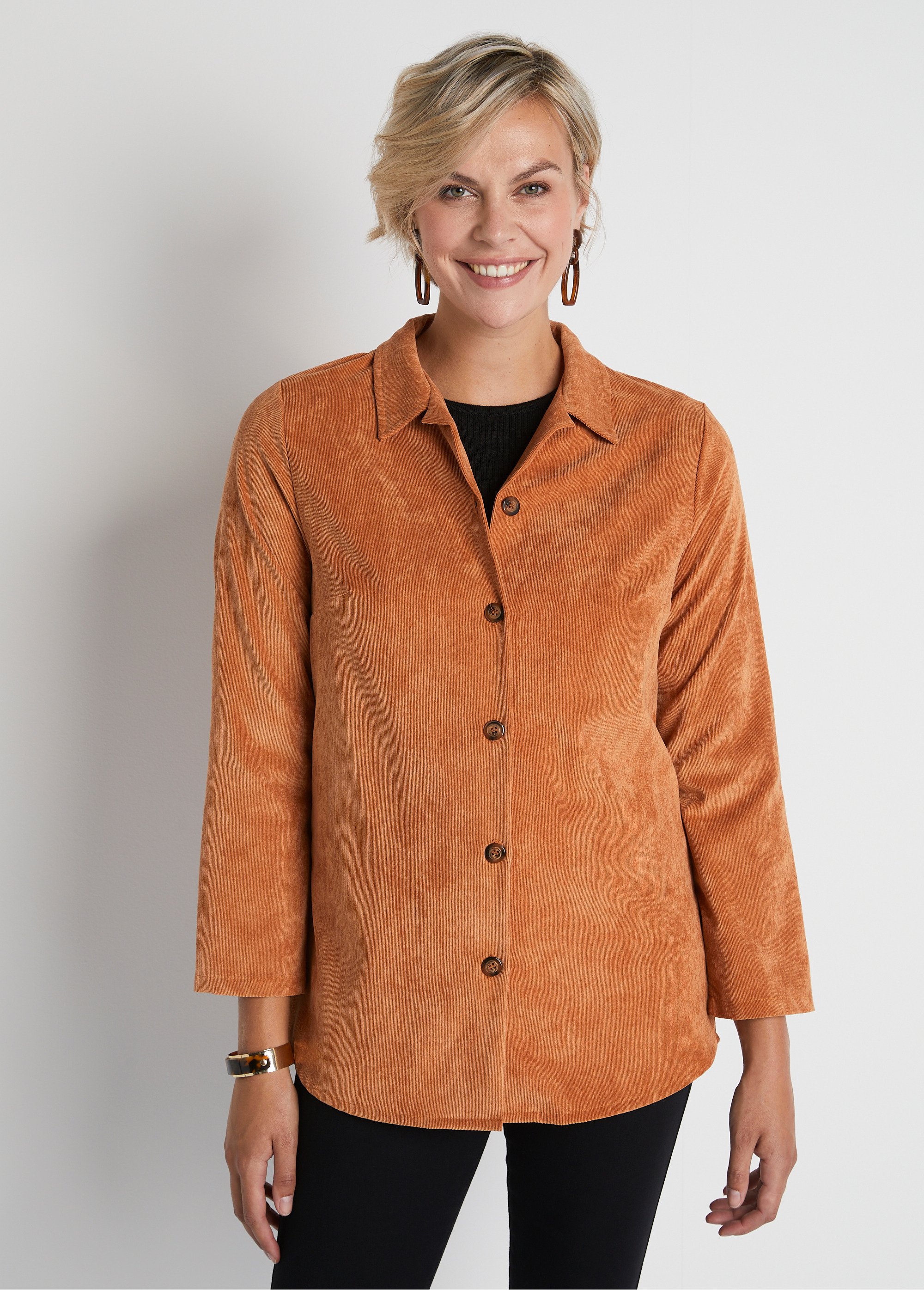 Veste surchemise velours milleraies col tailleur Femme Marron TALANTA FA2