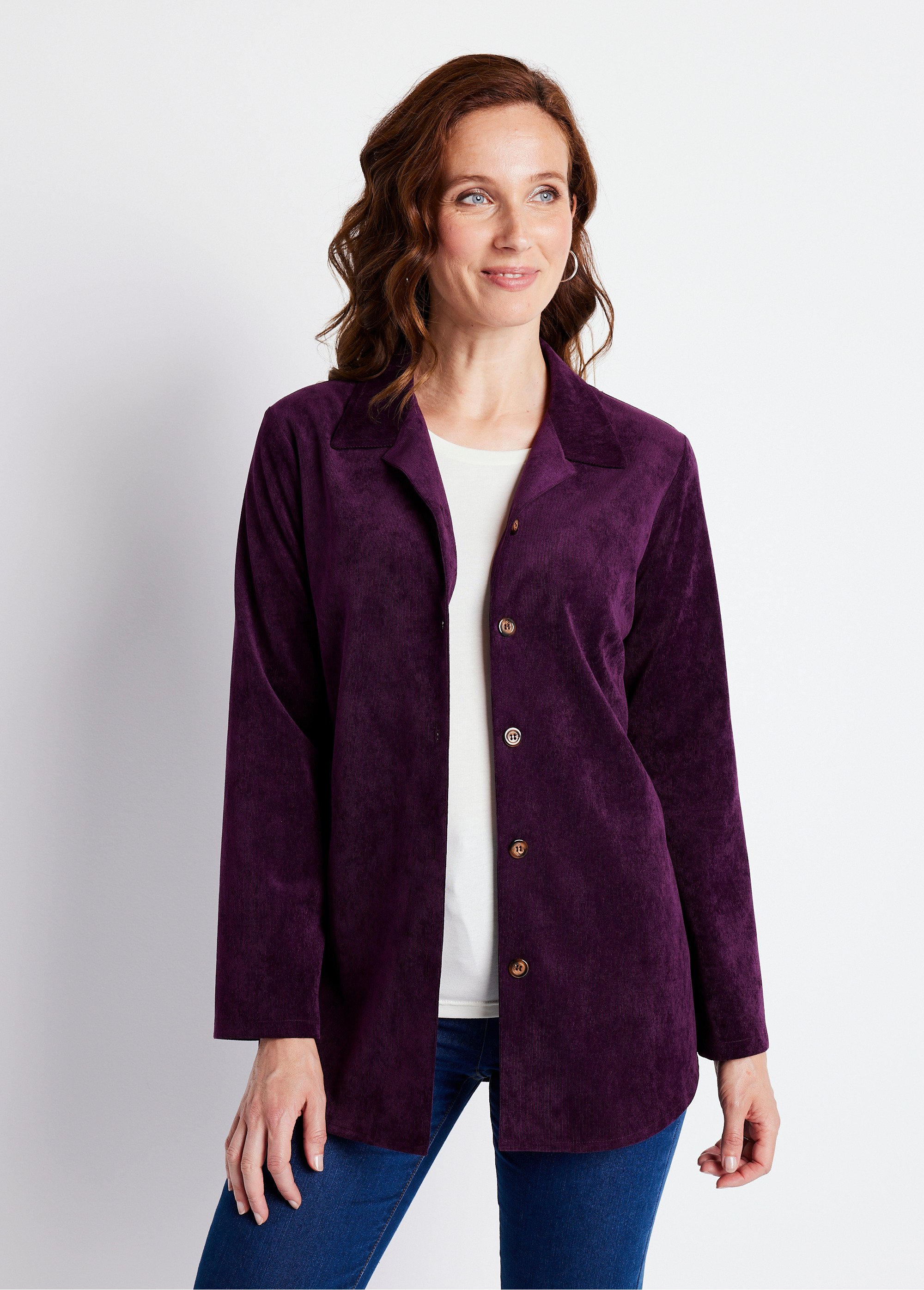 Veste surchemise velours milleraies col tailleur Femme Violet TALANTA FA2