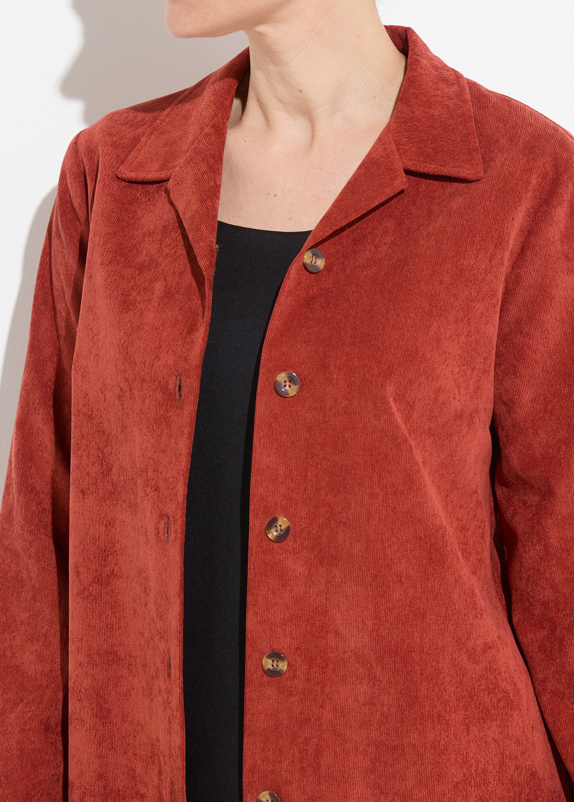 Veste surchemise velours milleraies col tailleur Femme Orange TALANTA DE1