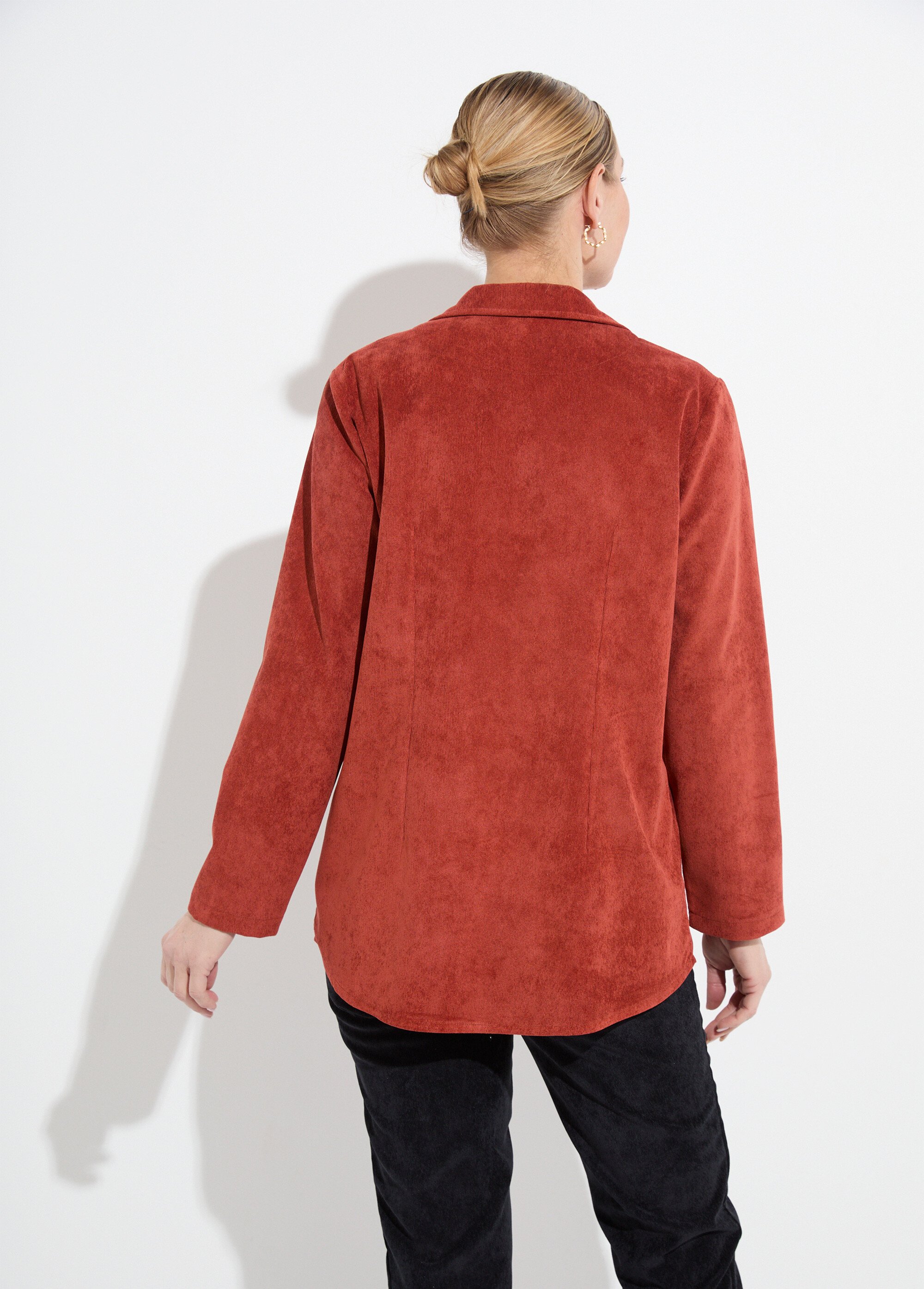 Veste surchemise velours milleraies col tailleur