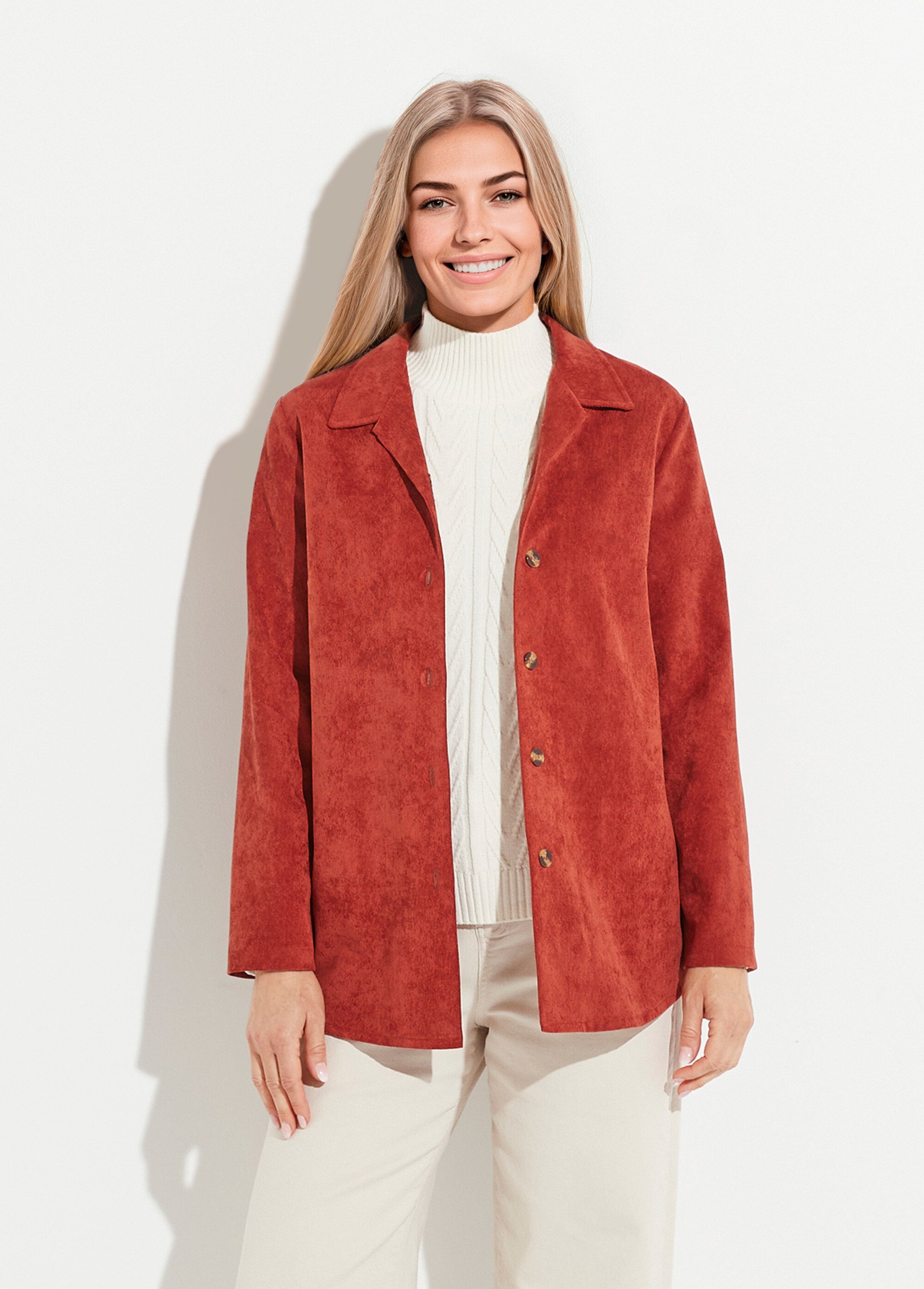 Veste surchemise velours milleraies col tailleur Femme Orange TALANTA FA1