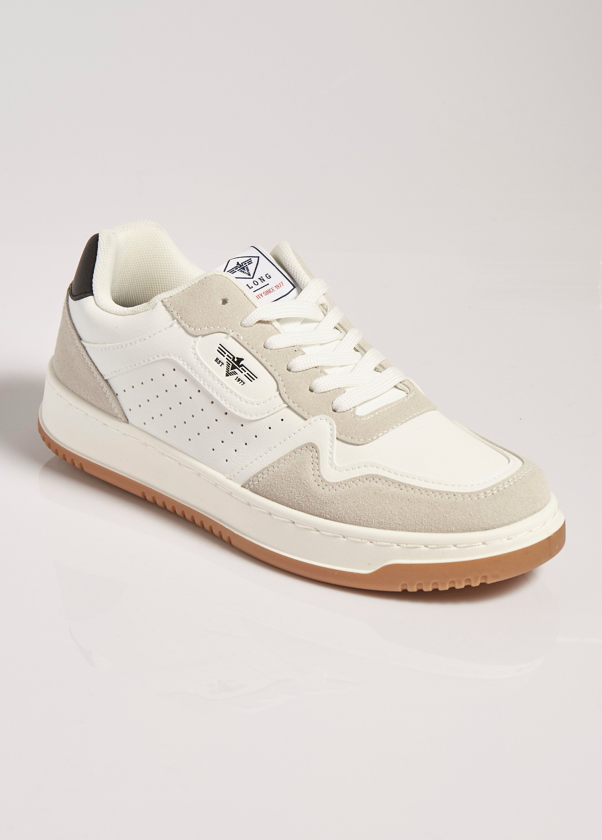 Baskets perforées inspiration vintage Homme Blanc ELOB361B1 FA1