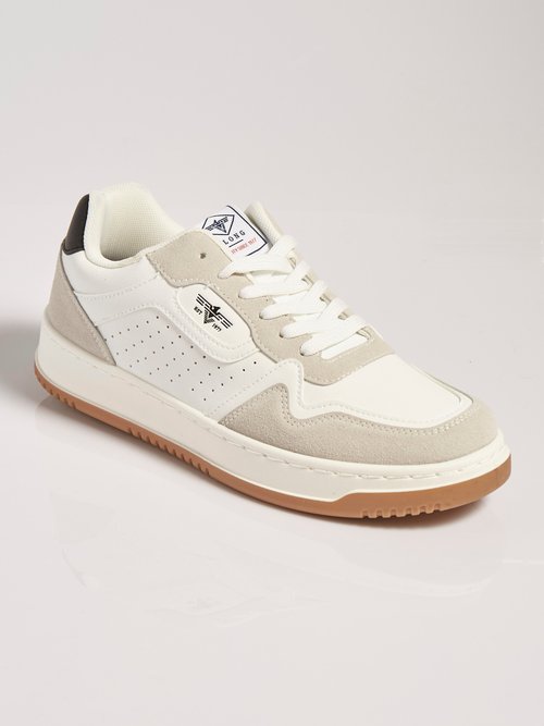 Baskets perforées inspiration vintage Homme Blanc ELOB361B1 FA1