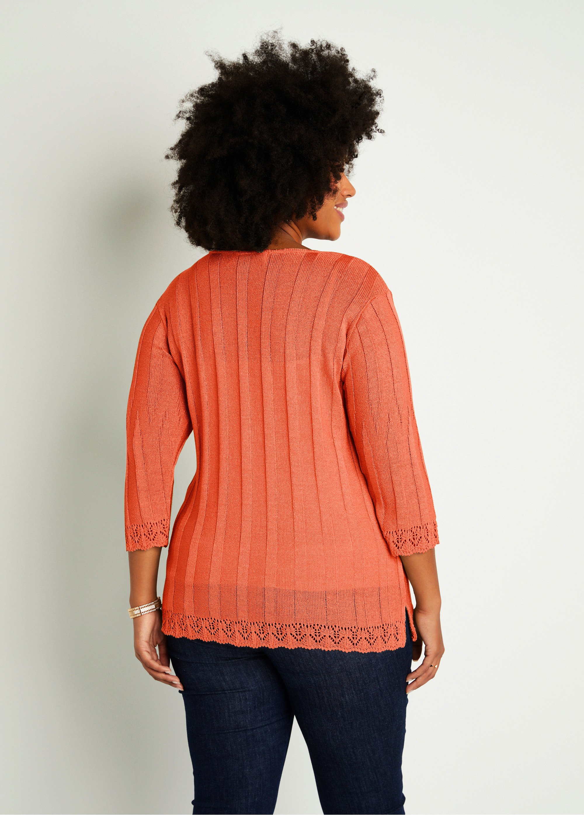 Cardigan boutonnée long ajouré